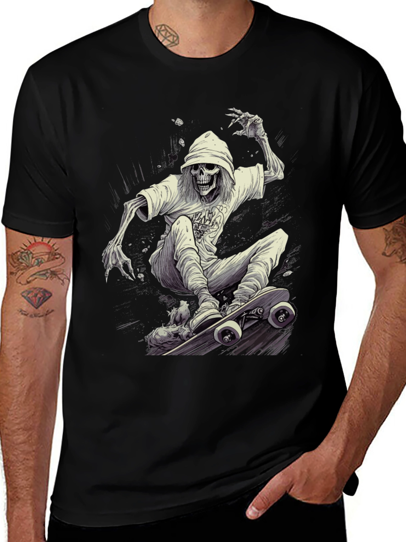 Skeleton Skateboarder Graphic Tee
