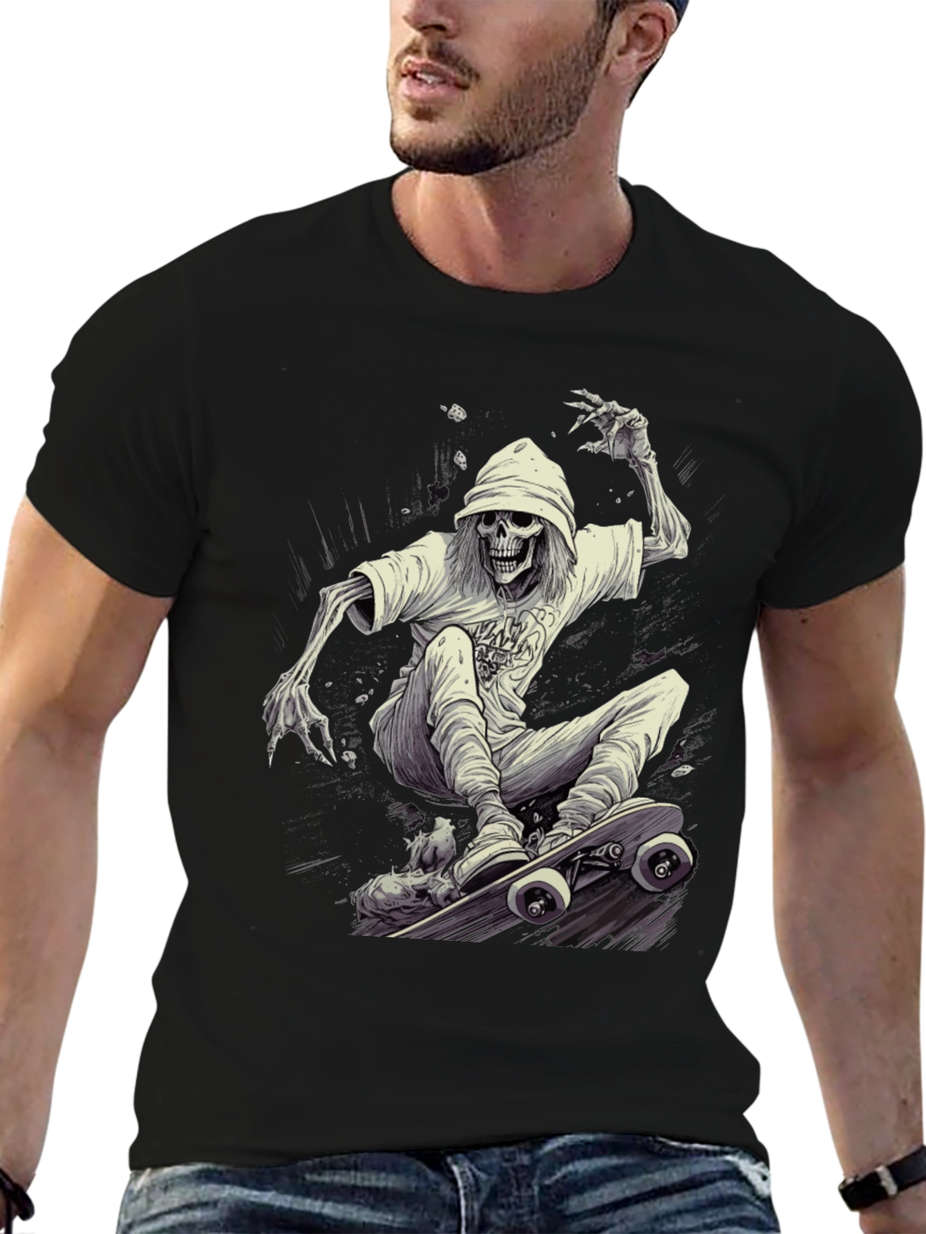 Skeleton Skateboarder Graphic Tee