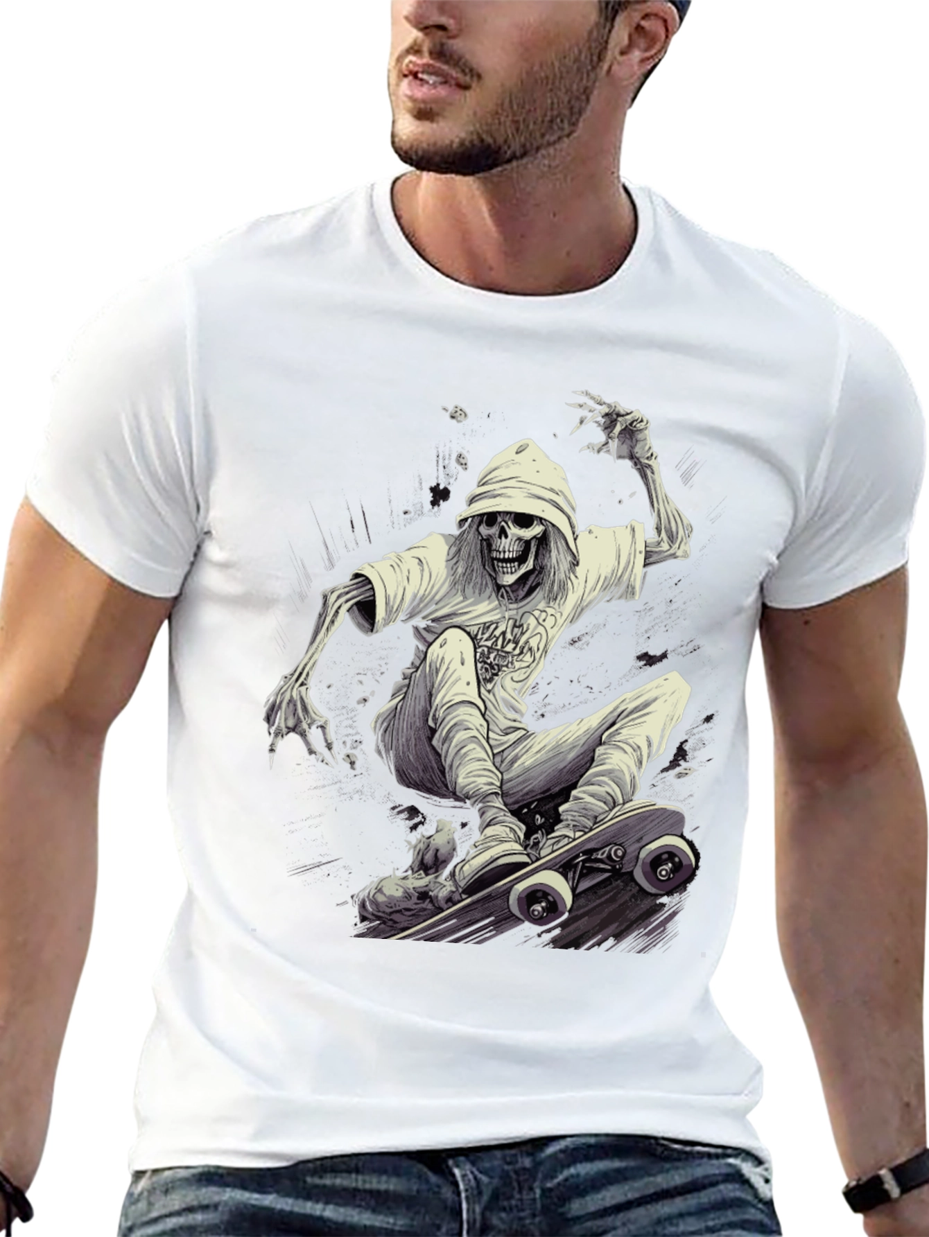 Skeleton Skateboarder Graphic Tee