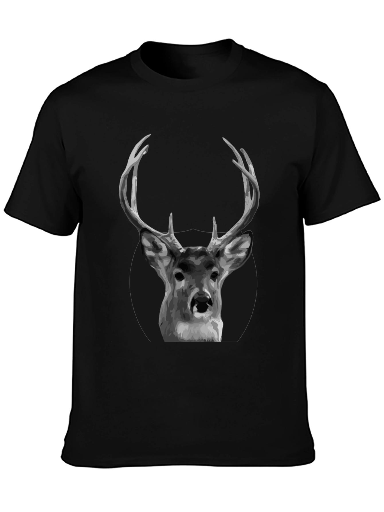 Deer Graphic Black T-Shirt - Antler Design