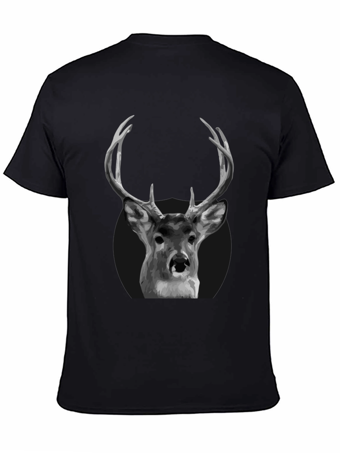 Deer Graphic Black T-Shirt - Antler Design
