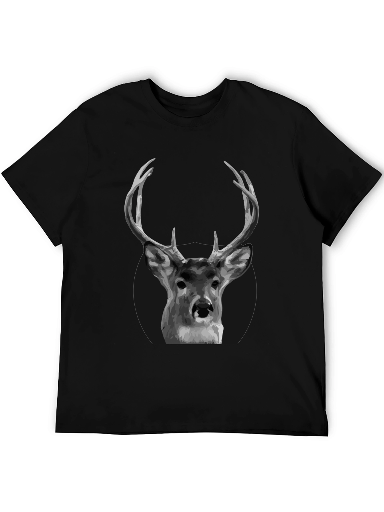 Deer Graphic Black T-Shirt - Antler Design