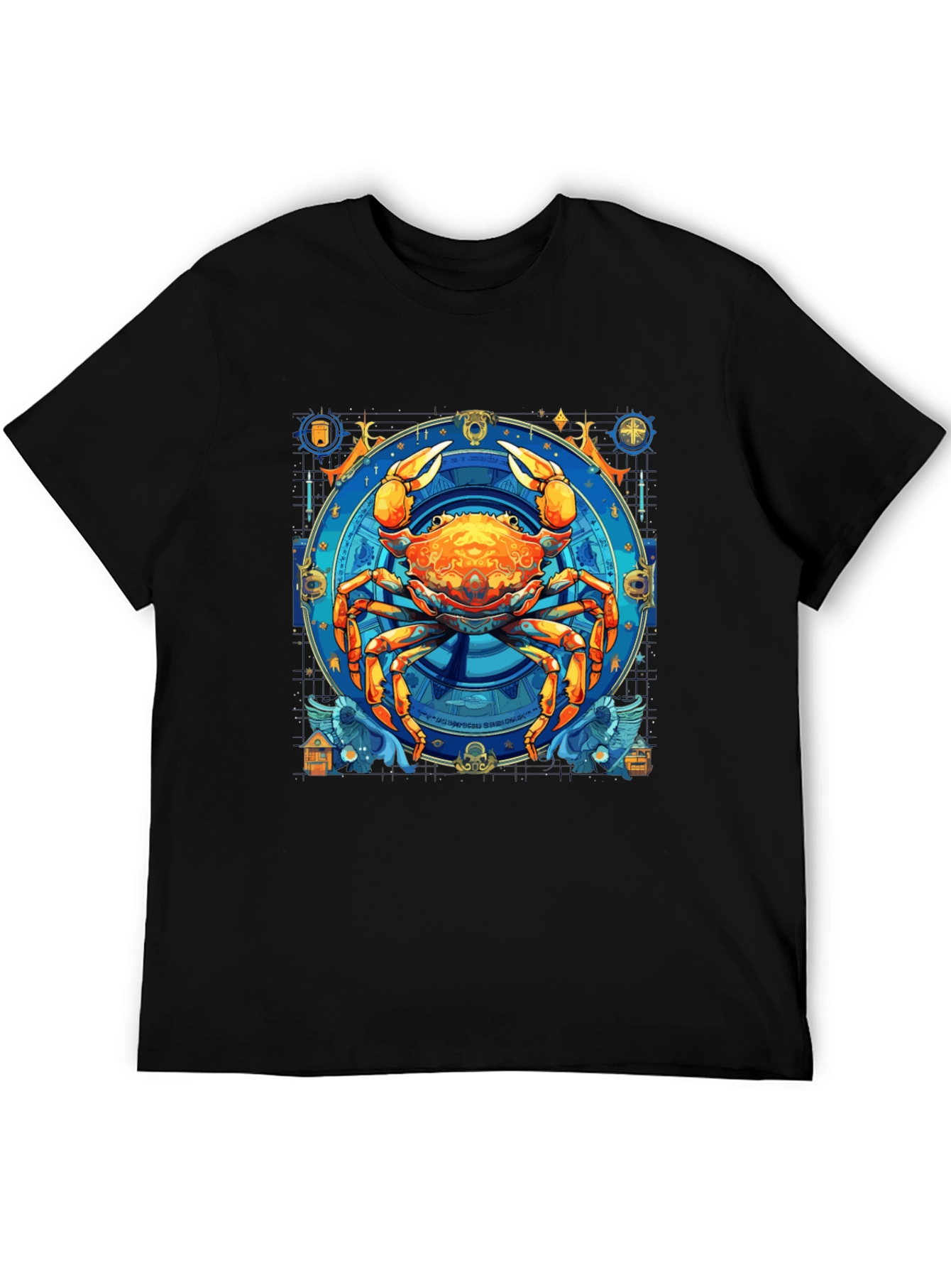 Cancer Zodiac Graphic Tee - Black