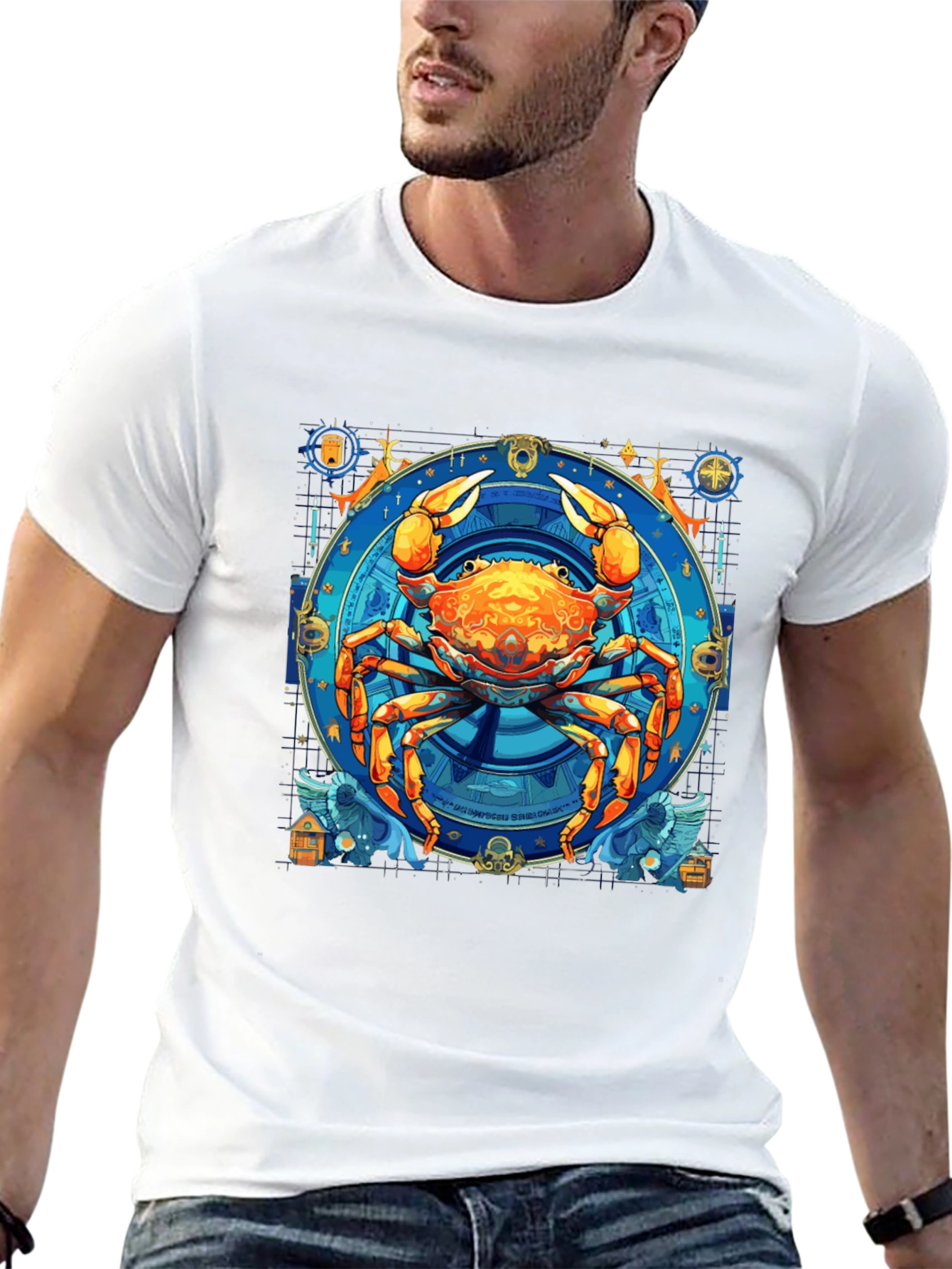 Cancer Zodiac Graphic Tee - Black