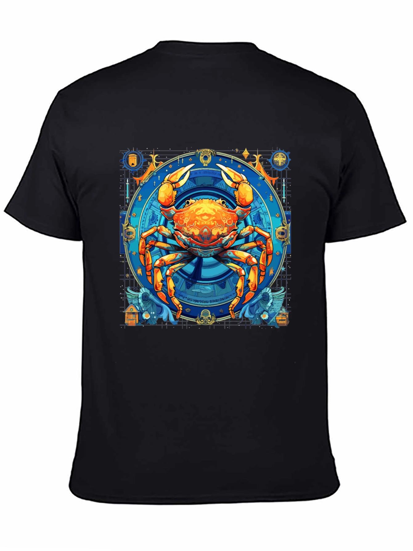 Cancer Zodiac Graphic Tee - Black