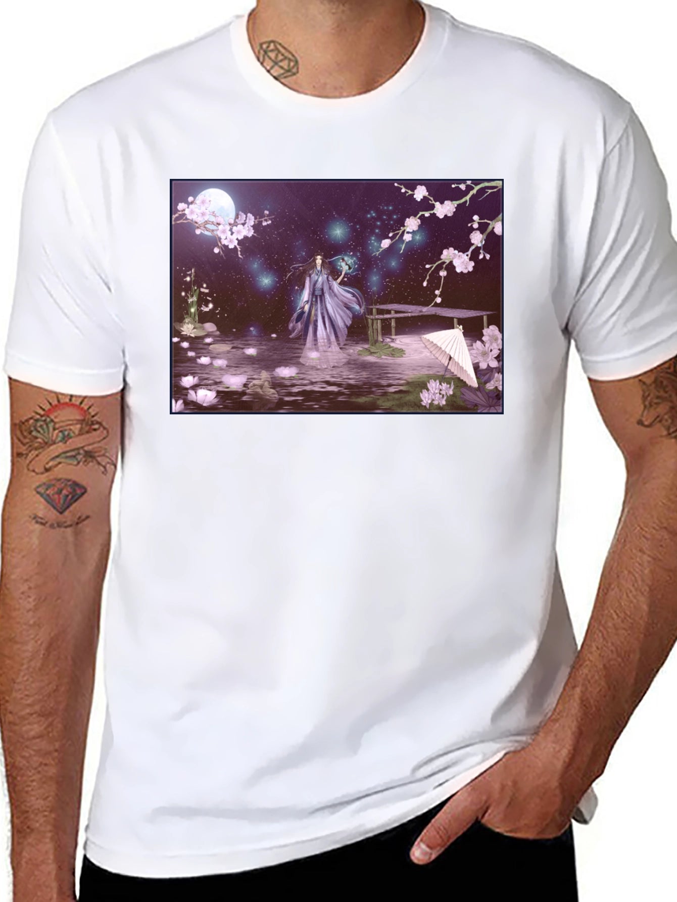 Fantasy Anime Art Black T-Shirt