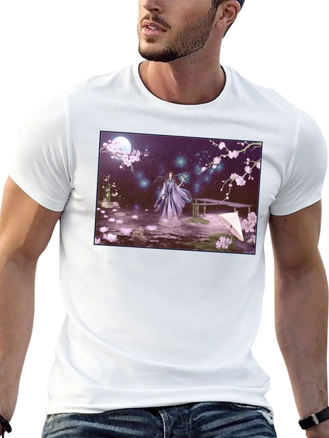 Fantasy Anime Art Black T-Shirt