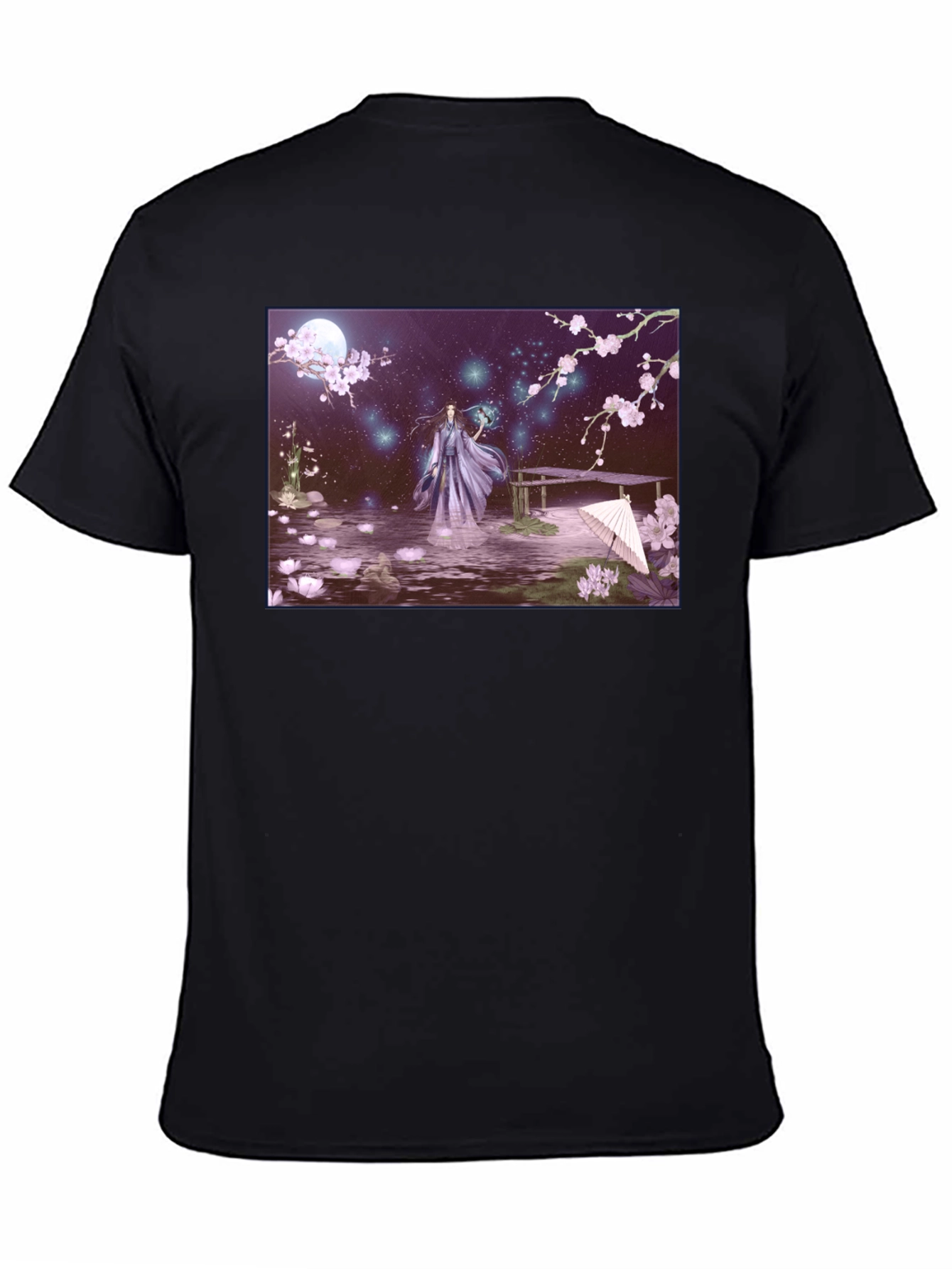 Fantasy Anime Art Black T-Shirt