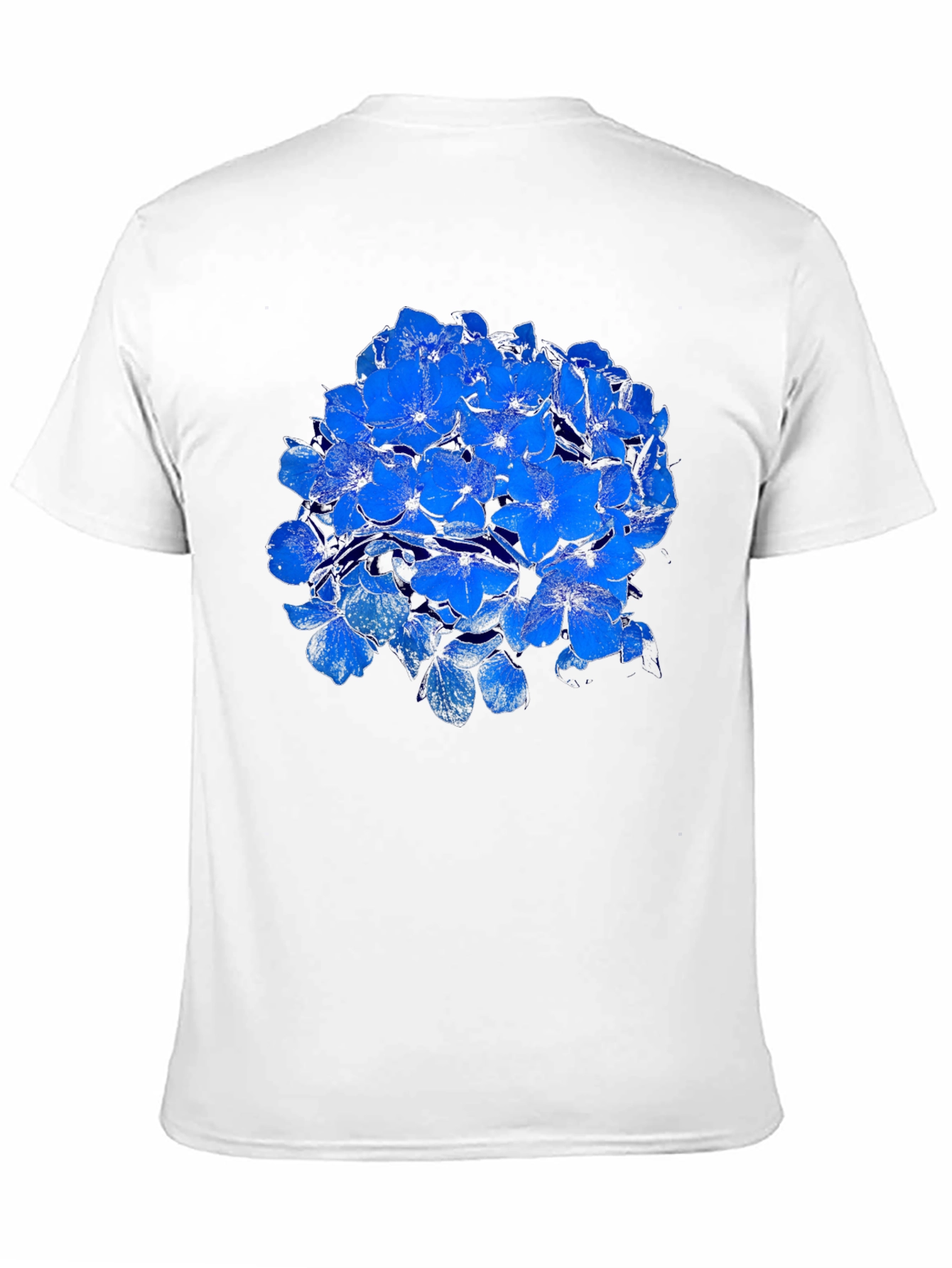 Blue Flower Graphic Black T-Shirt