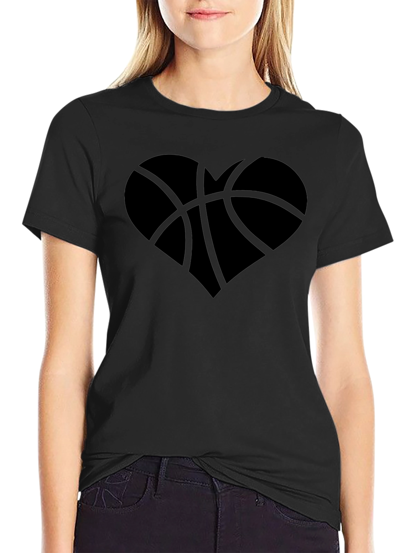 Basketball Heart Graphic T-Shirt - Trendy Casual Wear