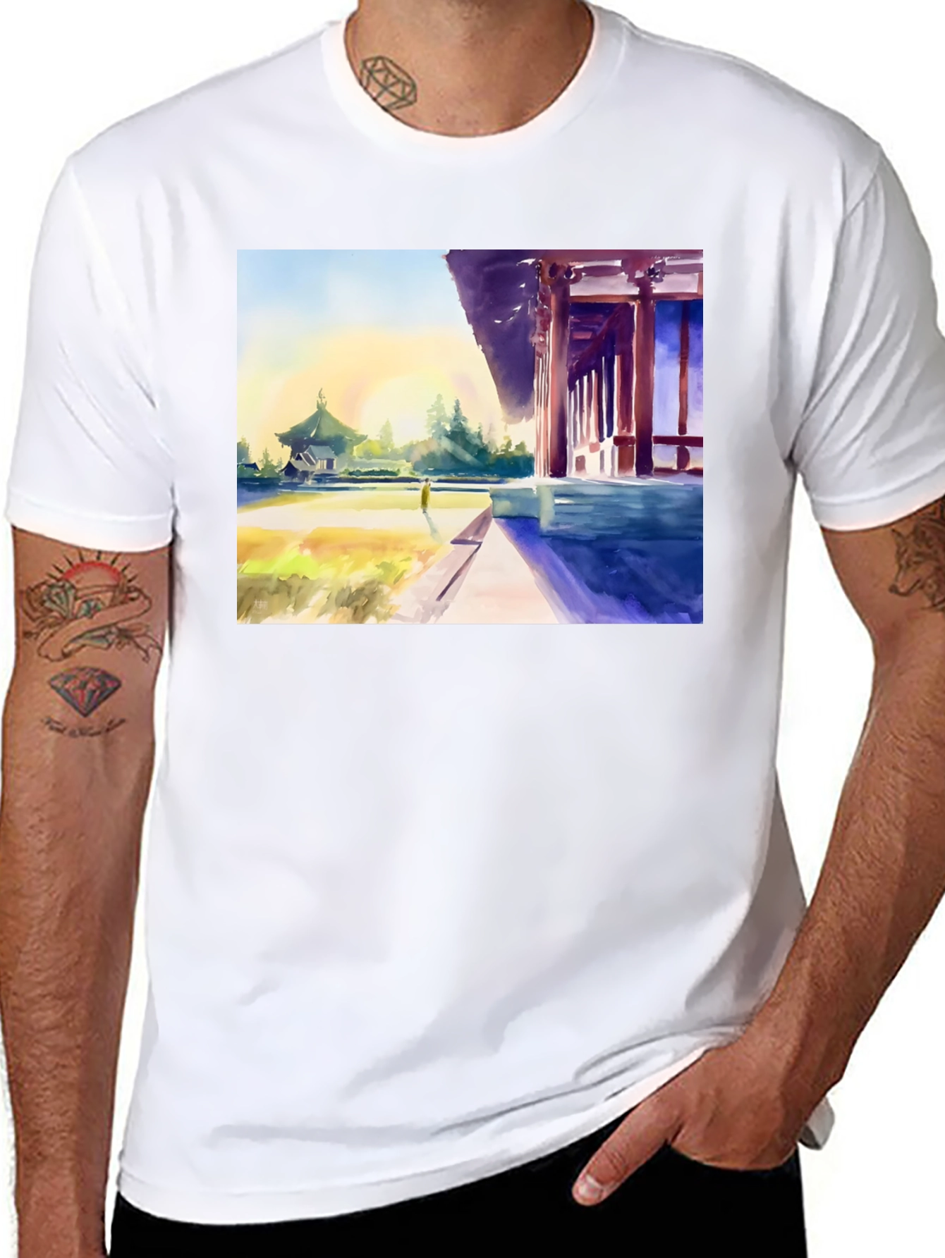 Temple Landscape Graphic Tee