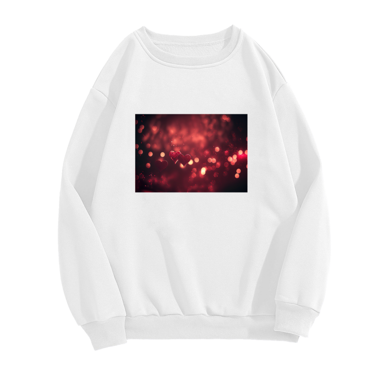 Glowing Hearts Bokeh Romance Design - Crewneck Sweatshirt | Love, Romance, Valentine Gift