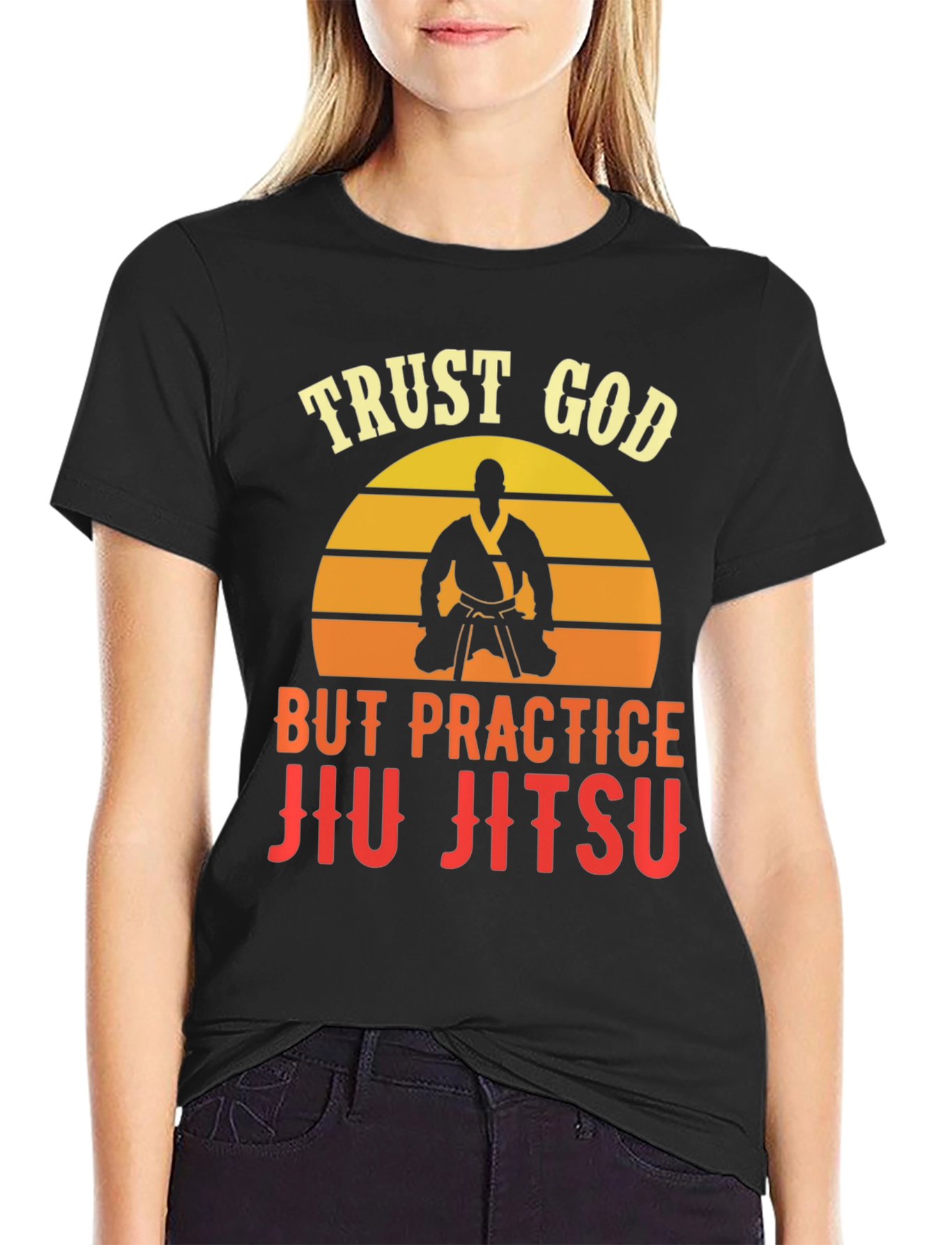 Trust God Jiu Jitsu Black Graphic T-Shirt