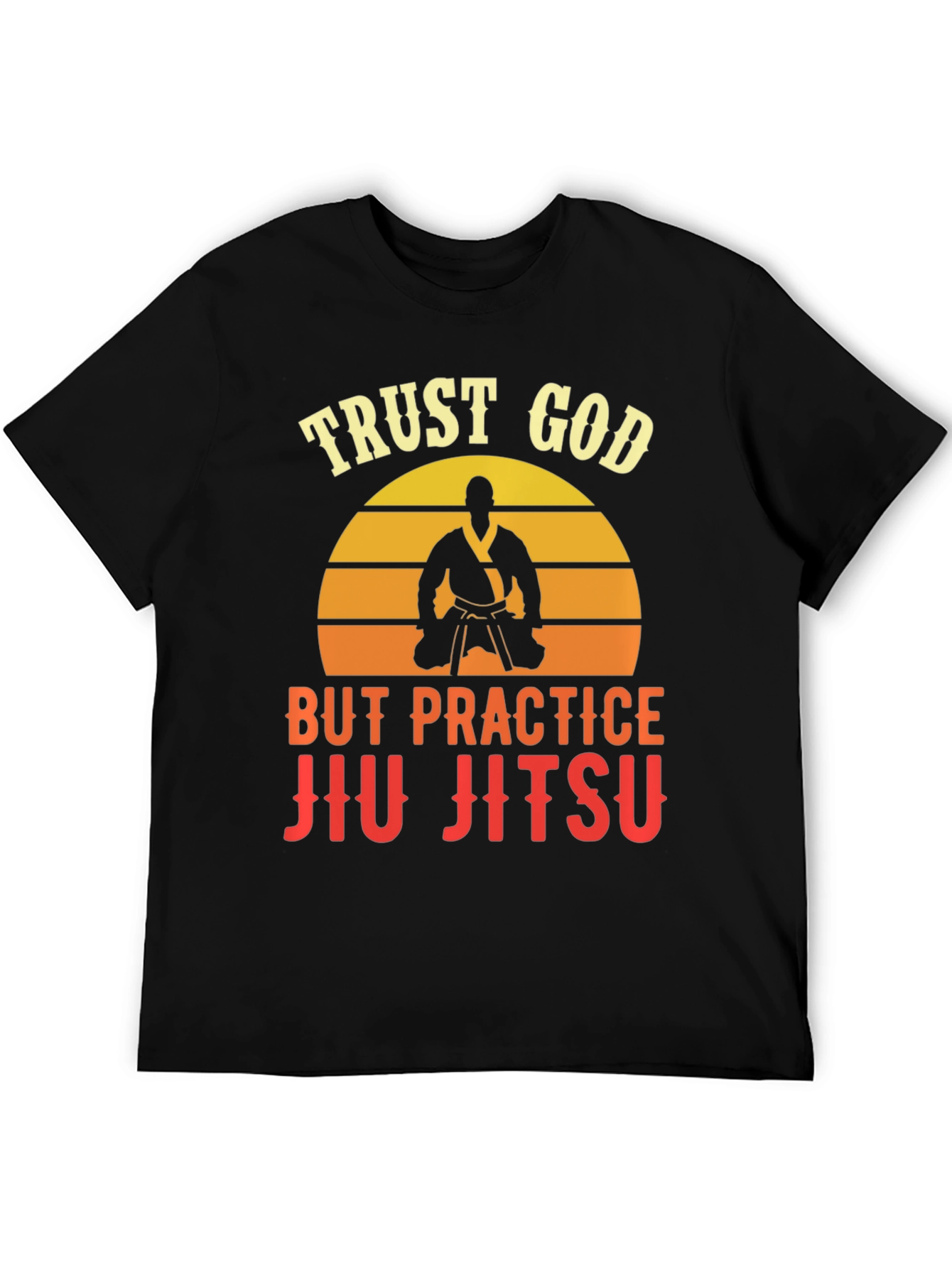 Trust God Jiu Jitsu Black Graphic T-Shirt