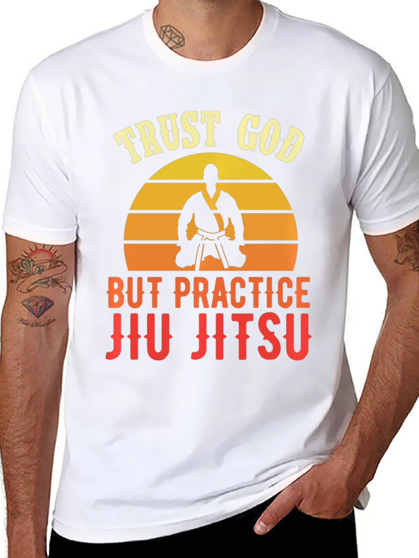 Trust God Jiu Jitsu Black Graphic T-Shirt