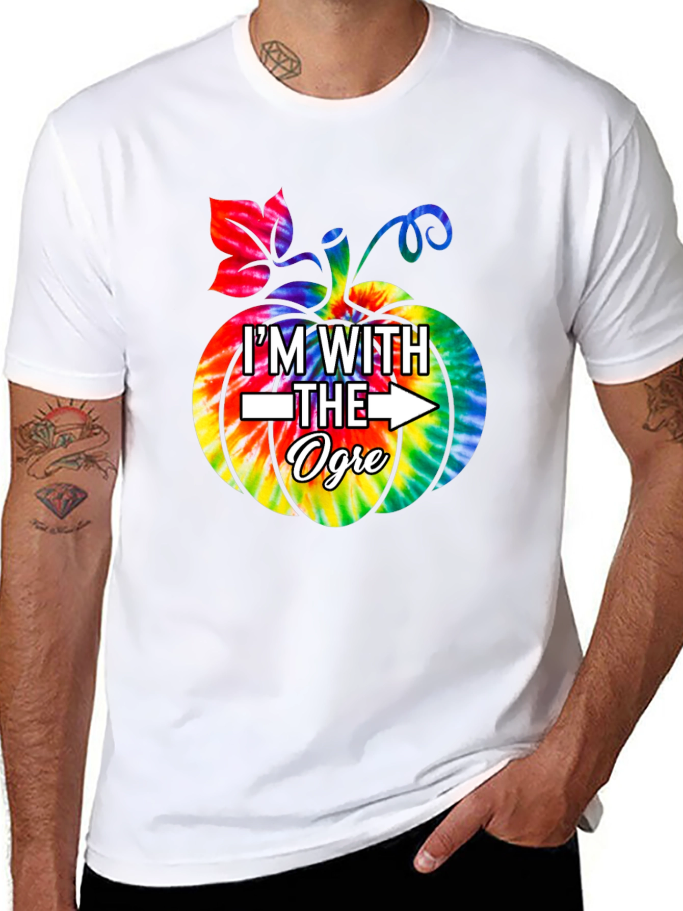 Im With The Ogre Tie Dye Pumpkin Halloween Shirt