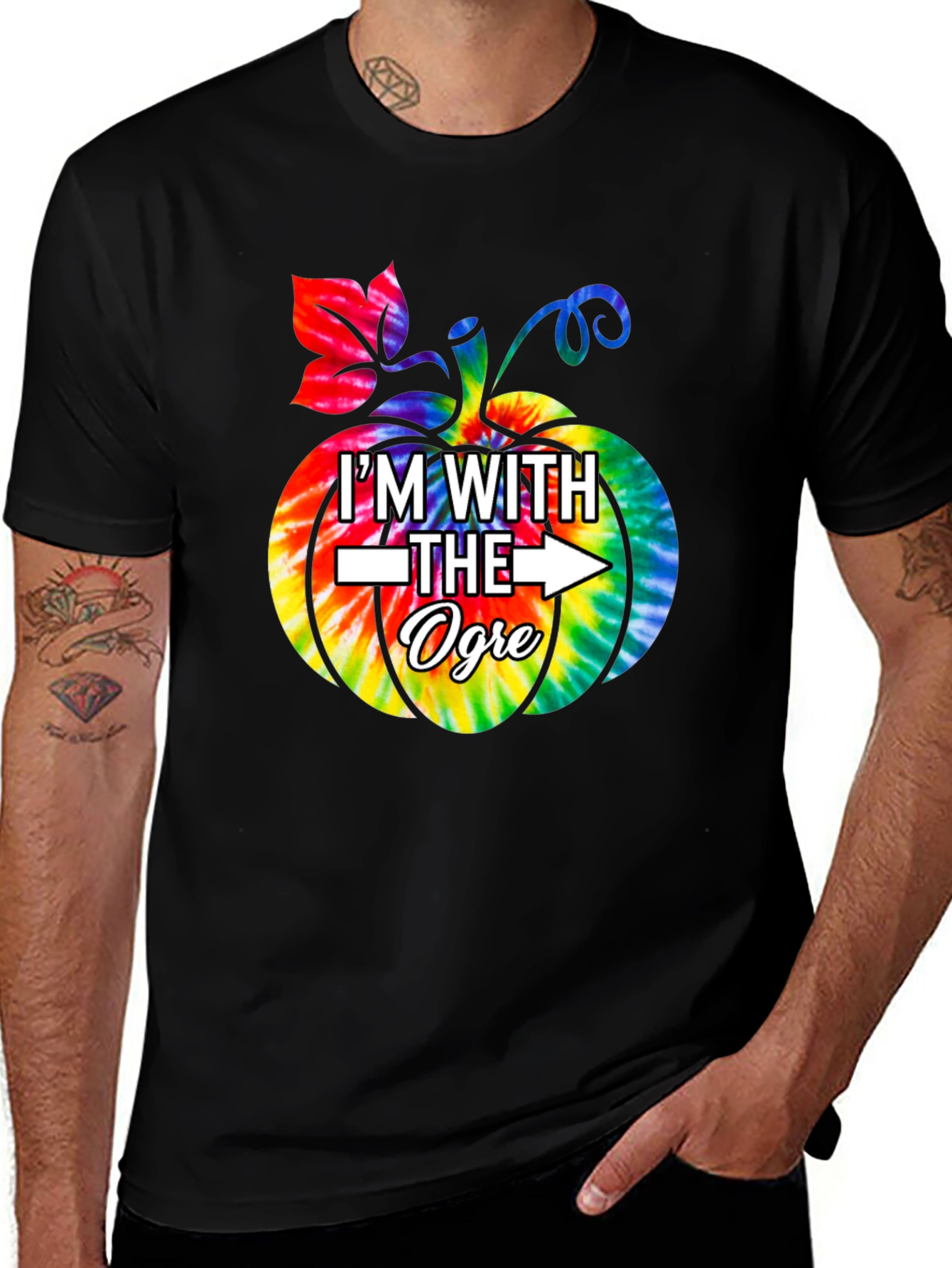 Im With The Ogre Tie Dye Pumpkin Halloween Shirt