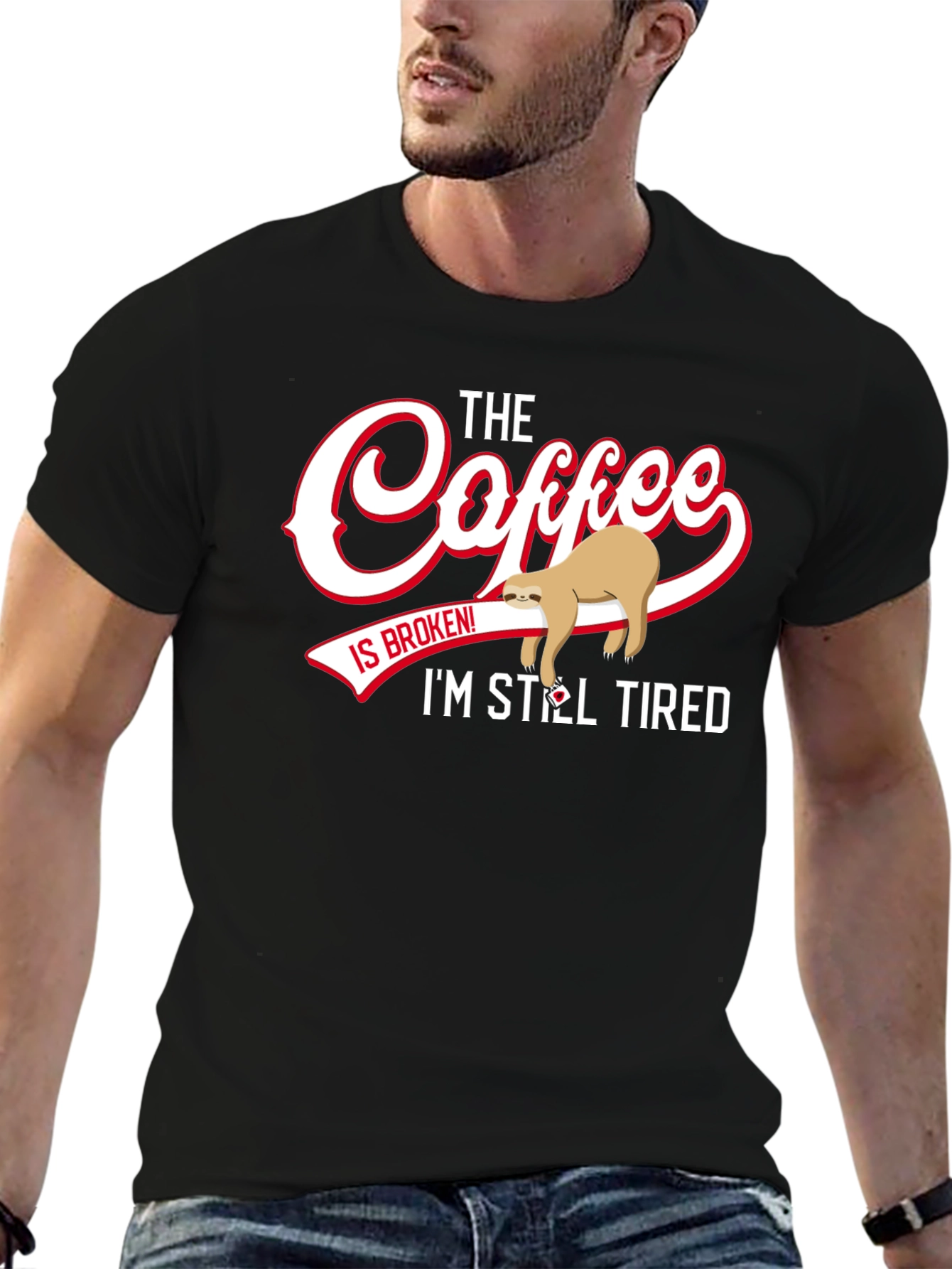 Funny Sloth Coffee T-Shirt - Still Tired Graphic Tee