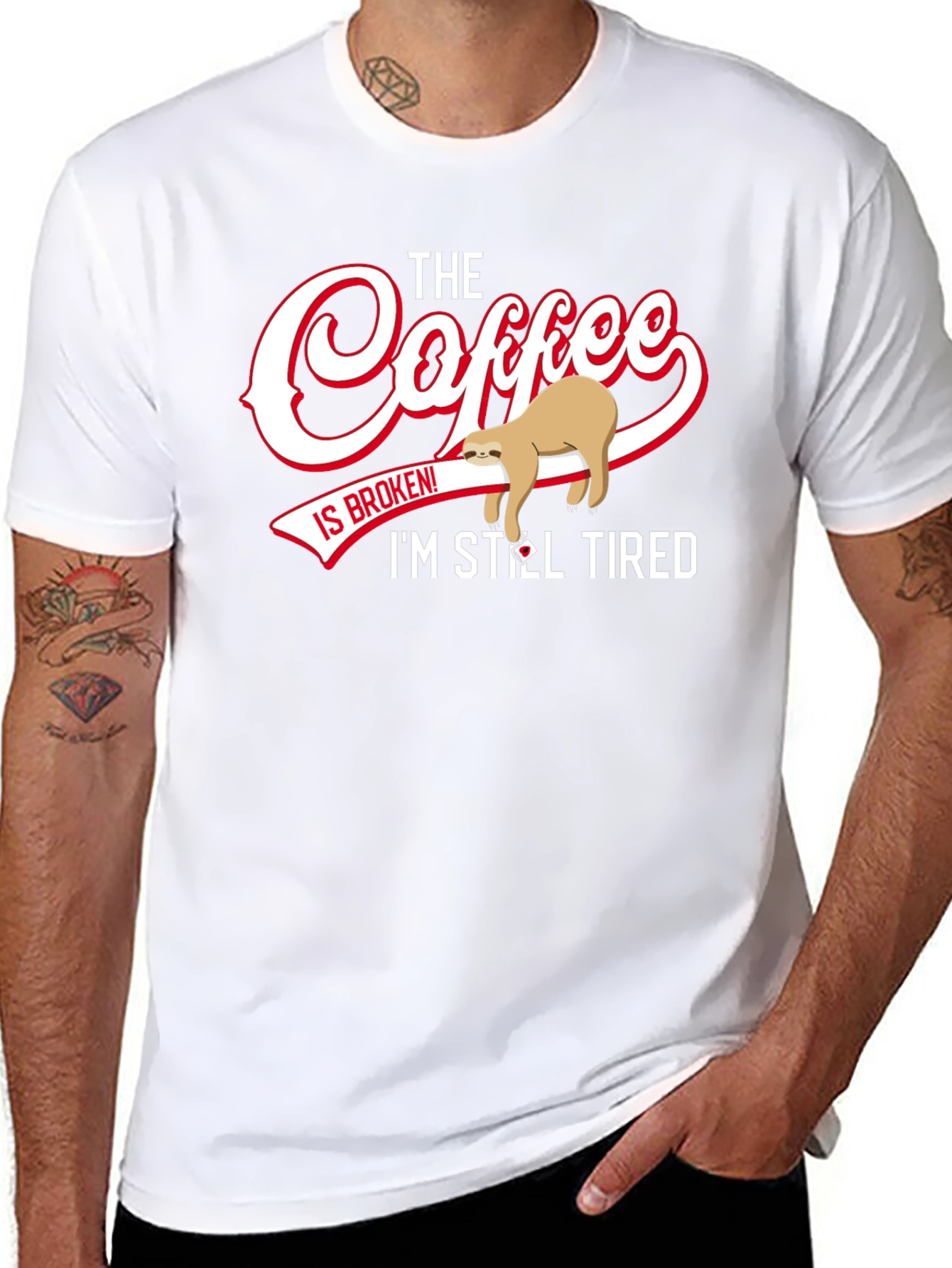 Funny Sloth Coffee T-Shirt - Still Tired Graphic Tee