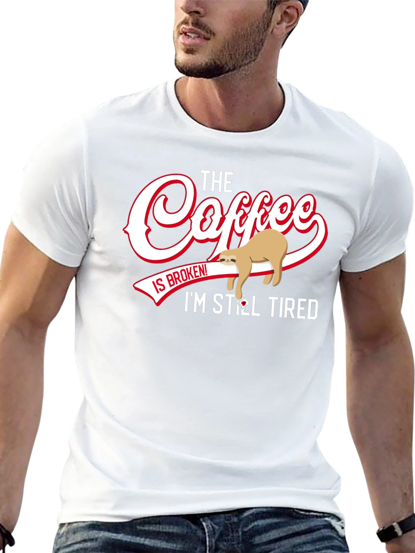 Funny Sloth Coffee T-Shirt - Still Tired Graphic Tee