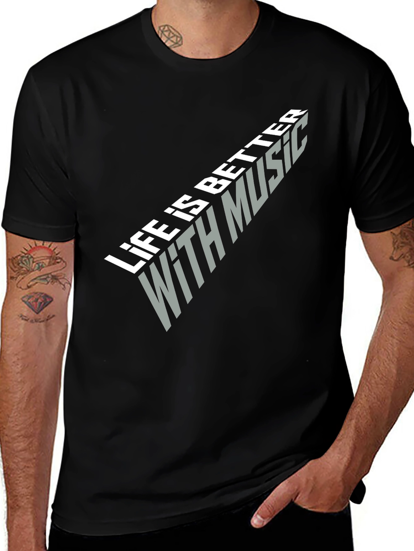 Life is Better with Music Black T-Shirt