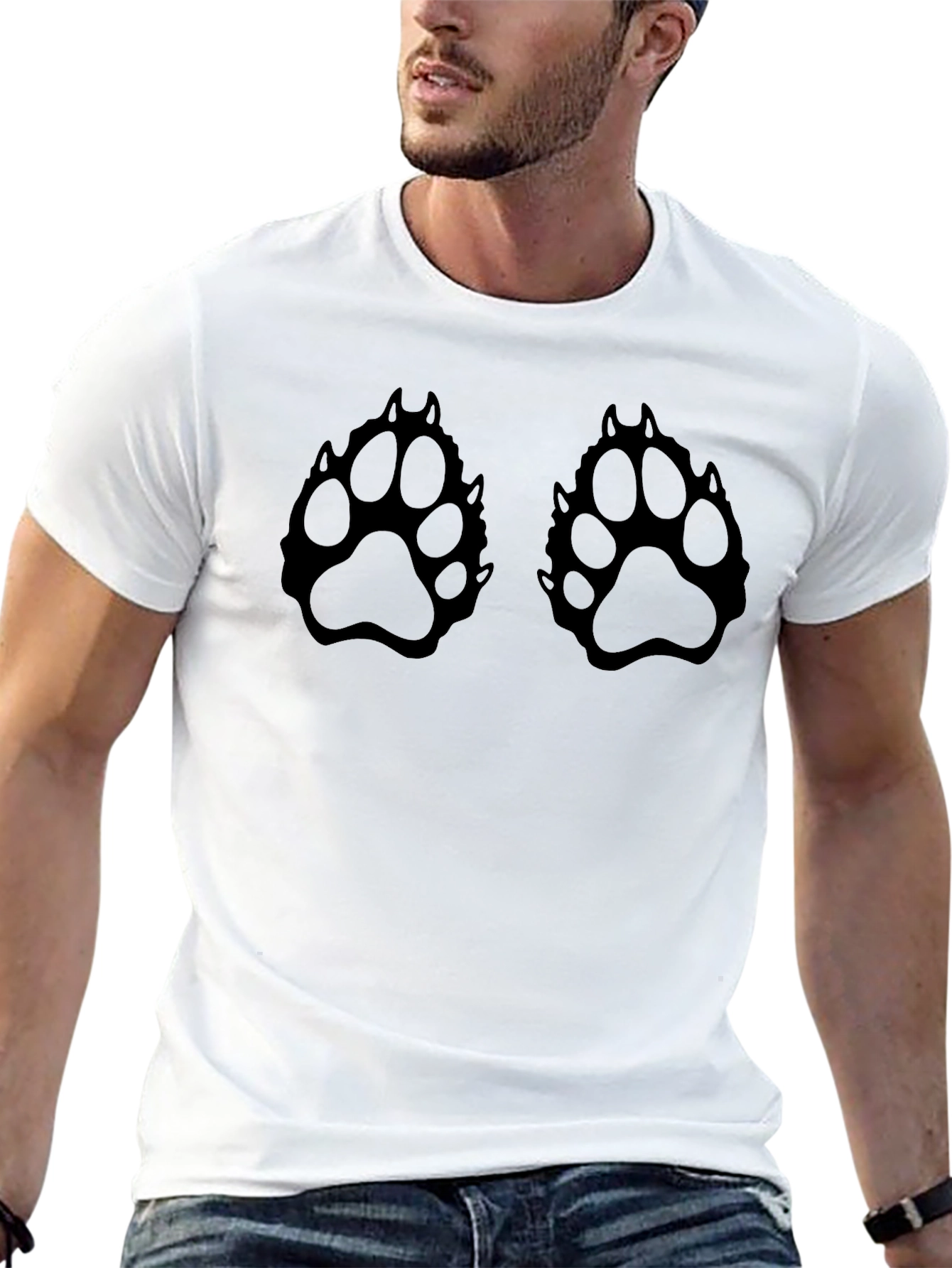 Paw Print Graphic Black T-Shirt