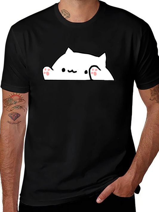 Bongo Cat Peekaboo Graphic T-Shirt - Black