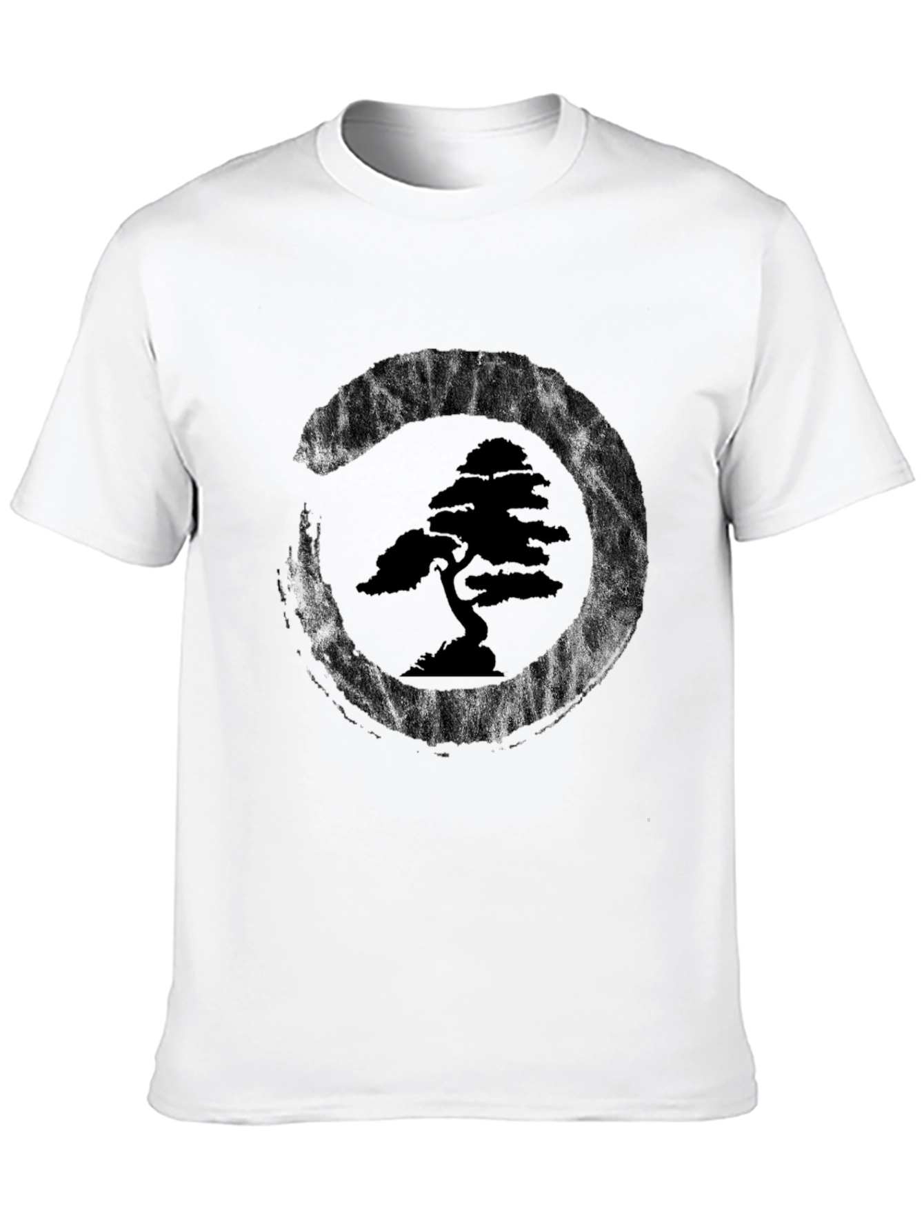 Bonsai Tree Zen Circle Black T-Shirt