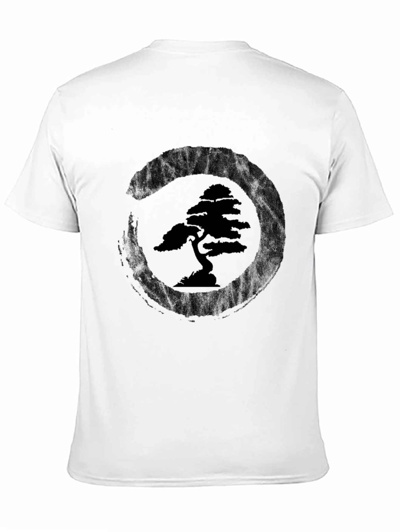 Bonsai Tree Zen Circle Black T-Shirt