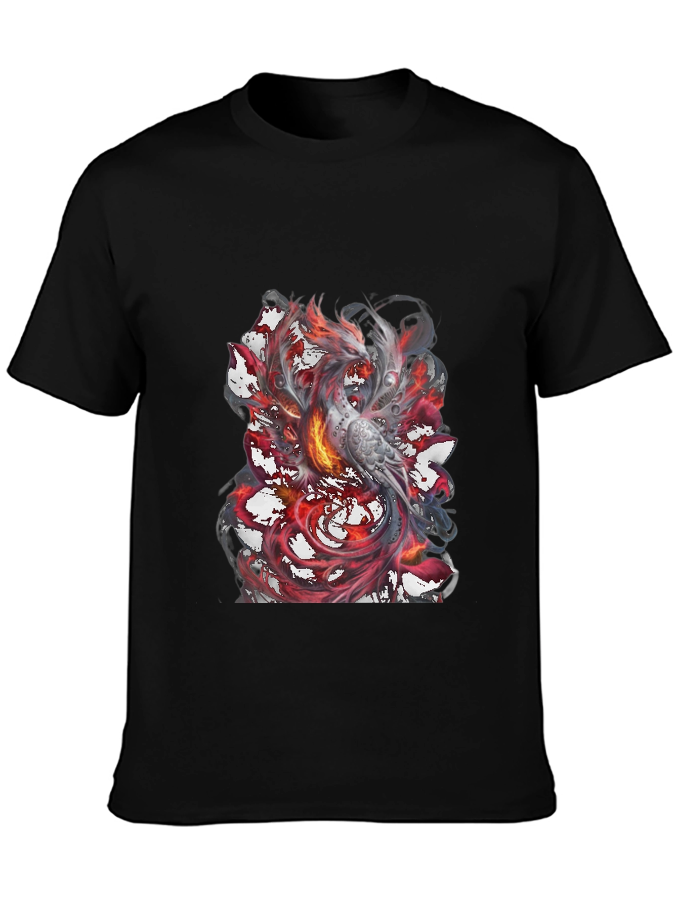 Phoenix Graphic Print Mens Black T-Shirt
