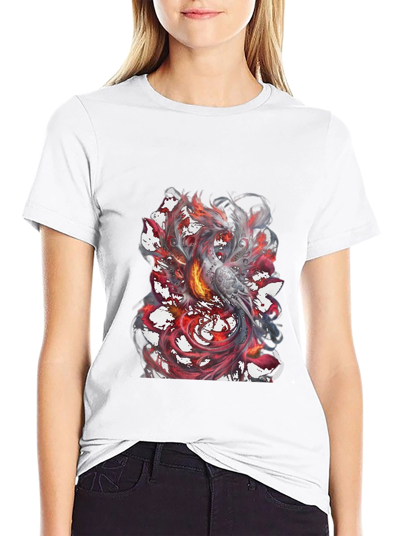 Phoenix Graphic Print Mens Black T-Shirt