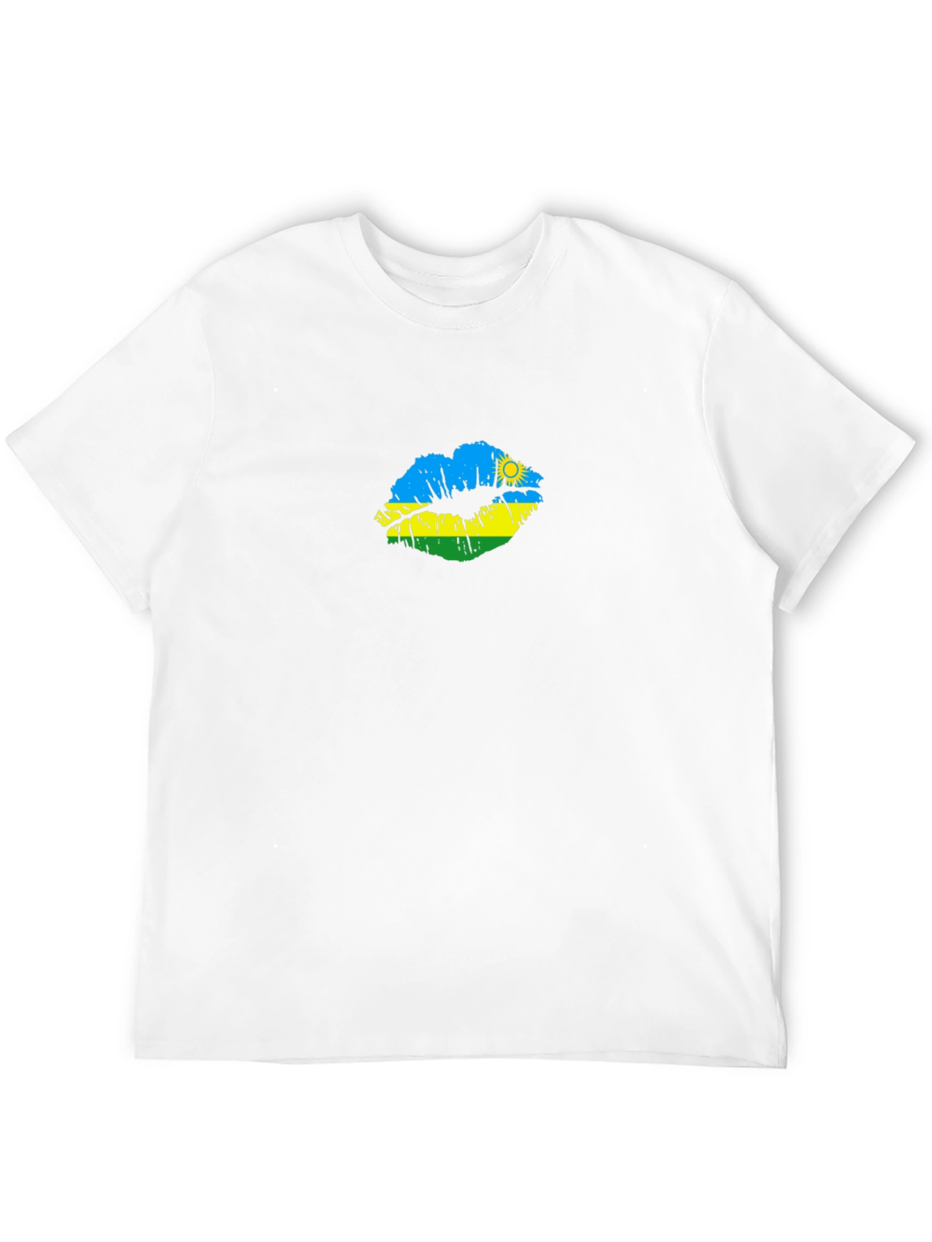 Rwanda Flag Lips Black T-Shirt