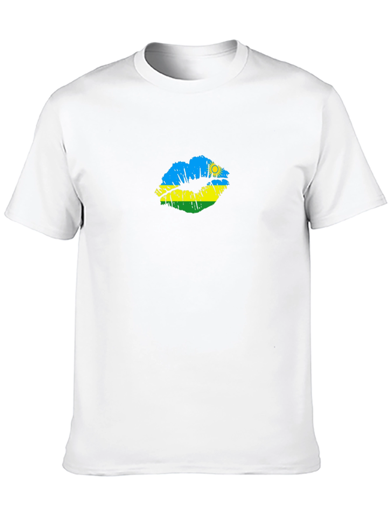 Rwanda Flag Lips Black T-Shirt