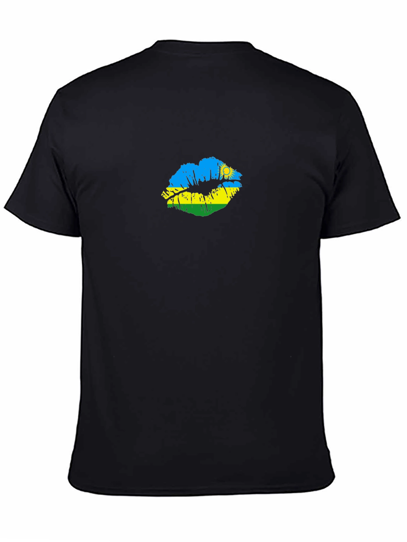 Rwanda Flag Lips Black T-Shirt