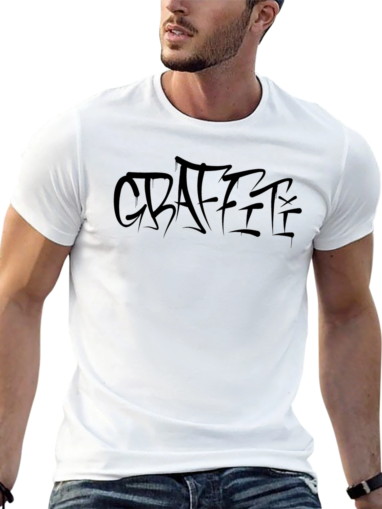 Edgy Graffiti Style Black T-Shirt
