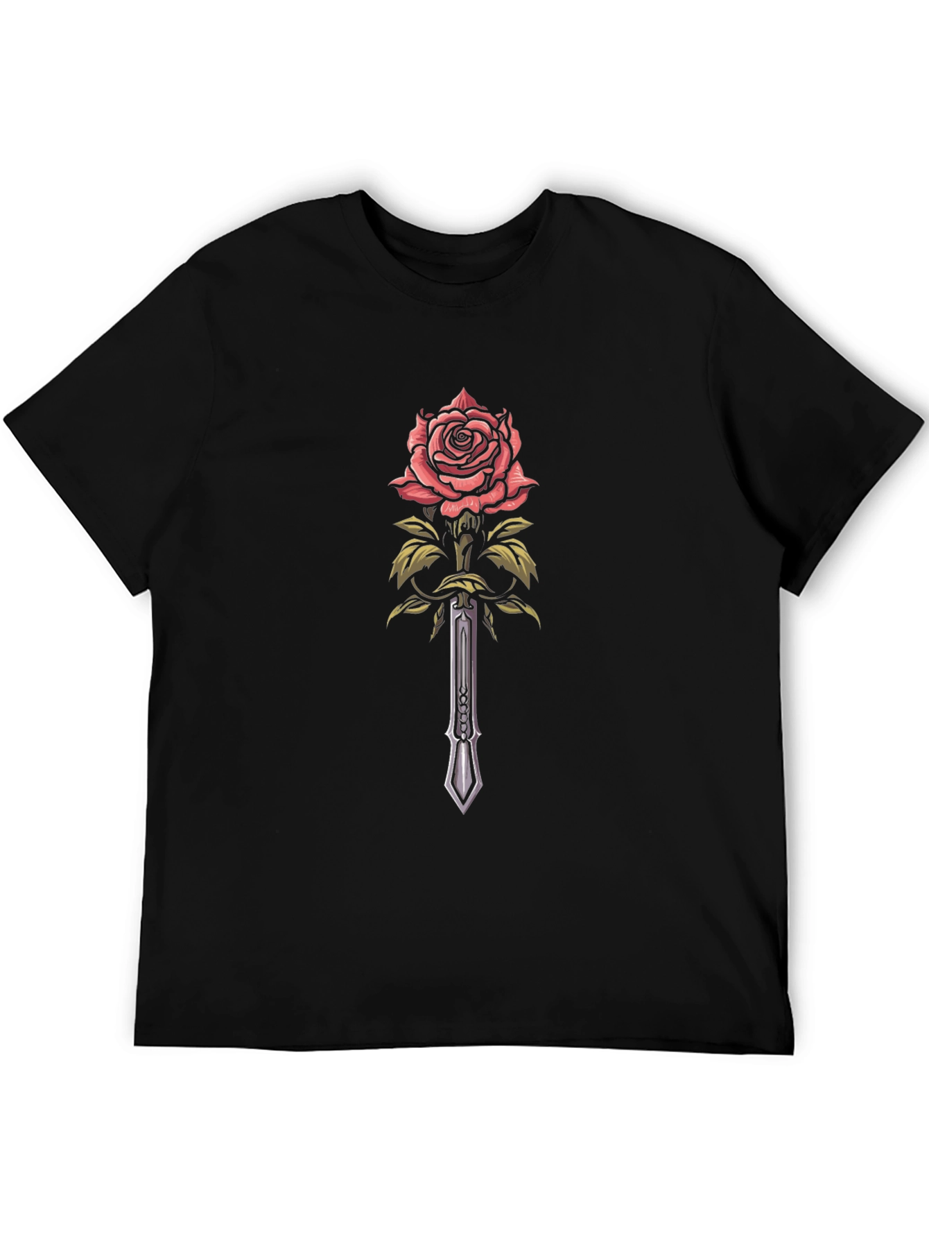 Rose & Sword Graphic Tee - Edgy Style
