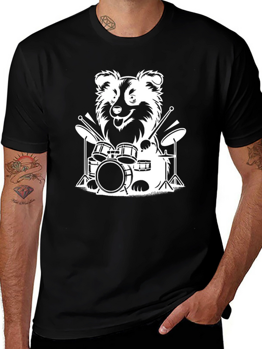 Dog Drummer T-Shirt - Rocking Pet Graphic Tee
