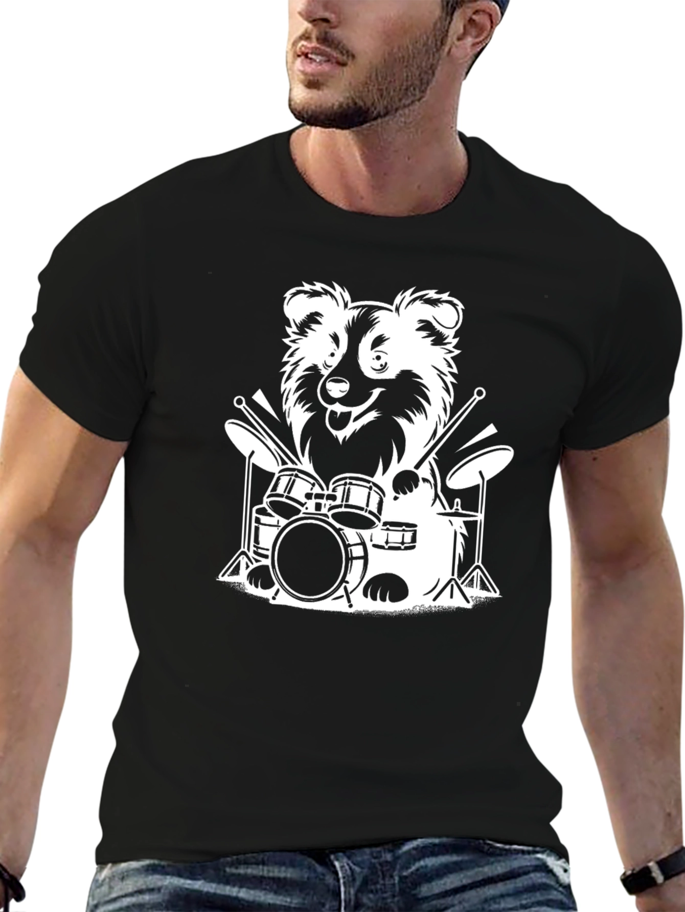 Dog Drummer T-Shirt - Rocking Pet Graphic Tee