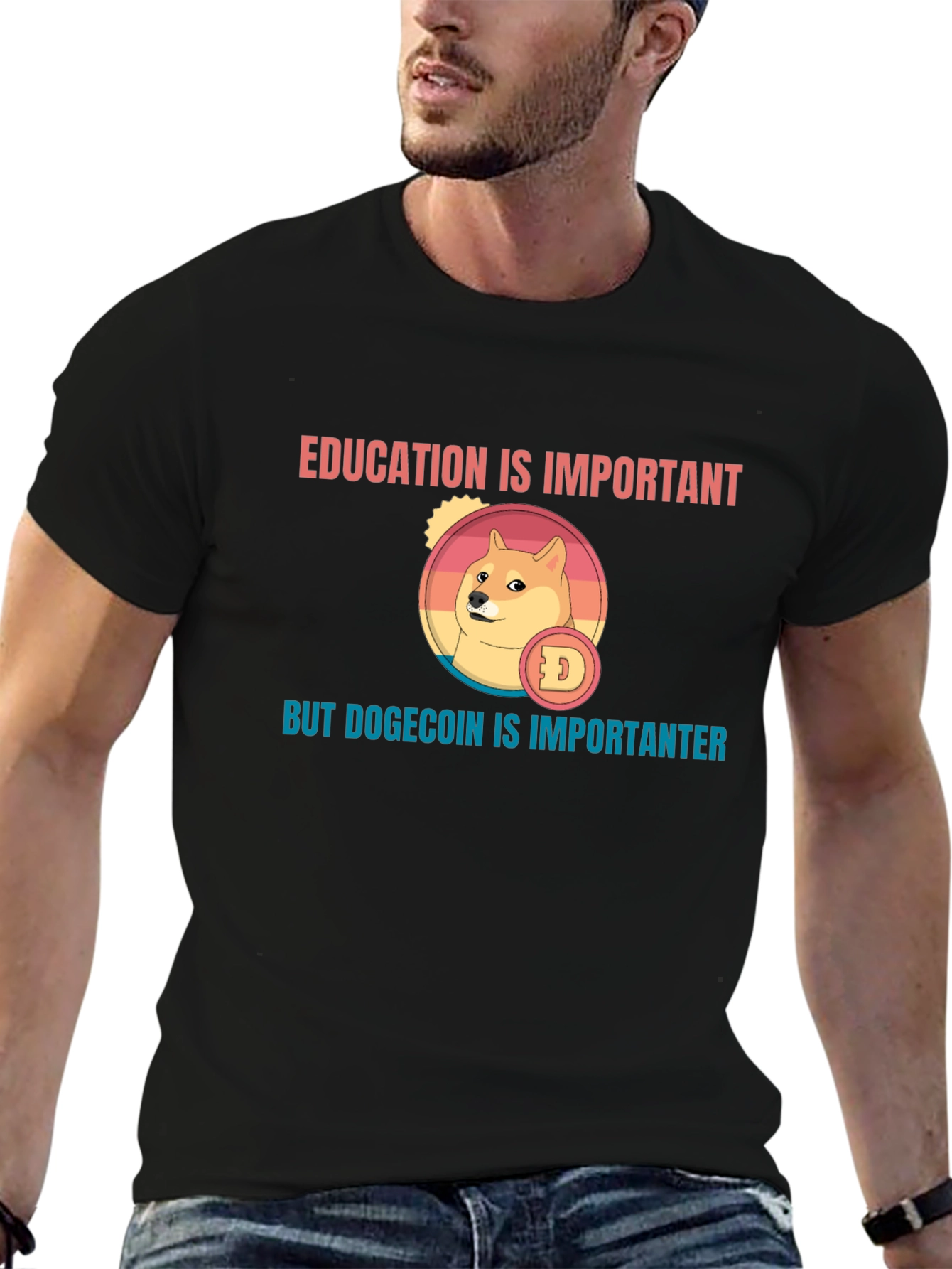 Education vs. Dogecoin T-Shirt