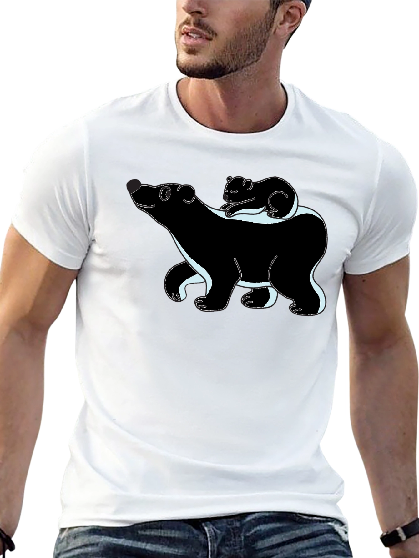 Bear & Koala Graphic T-Shirt - Black Cute Animals