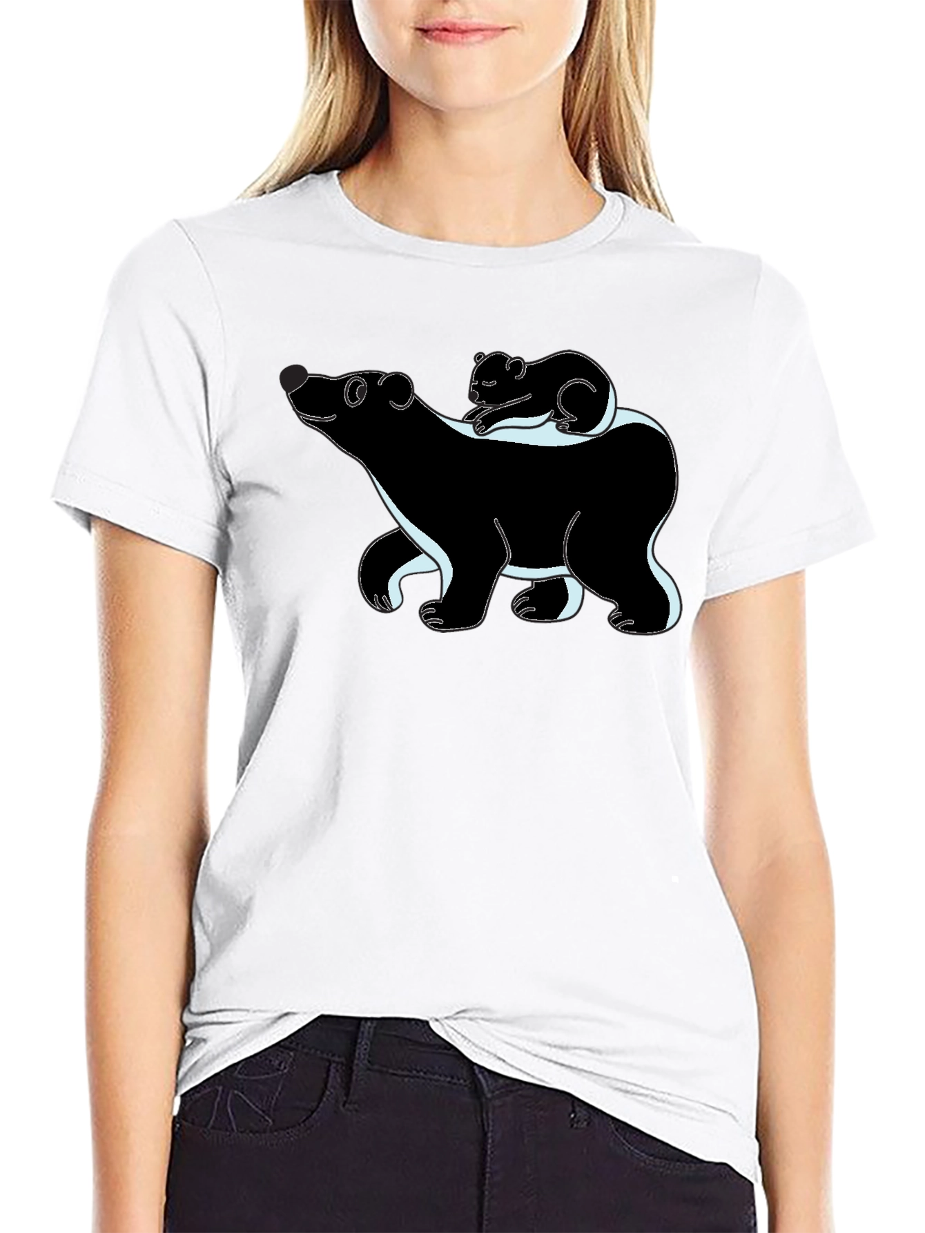 Bear & Koala Graphic T-Shirt - Black Cute Animals