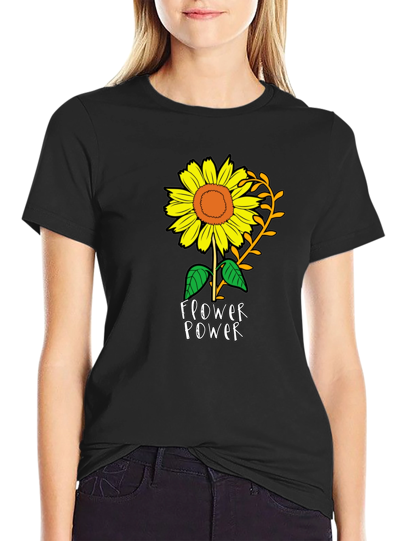 Sunflower Power Black T-Shirt