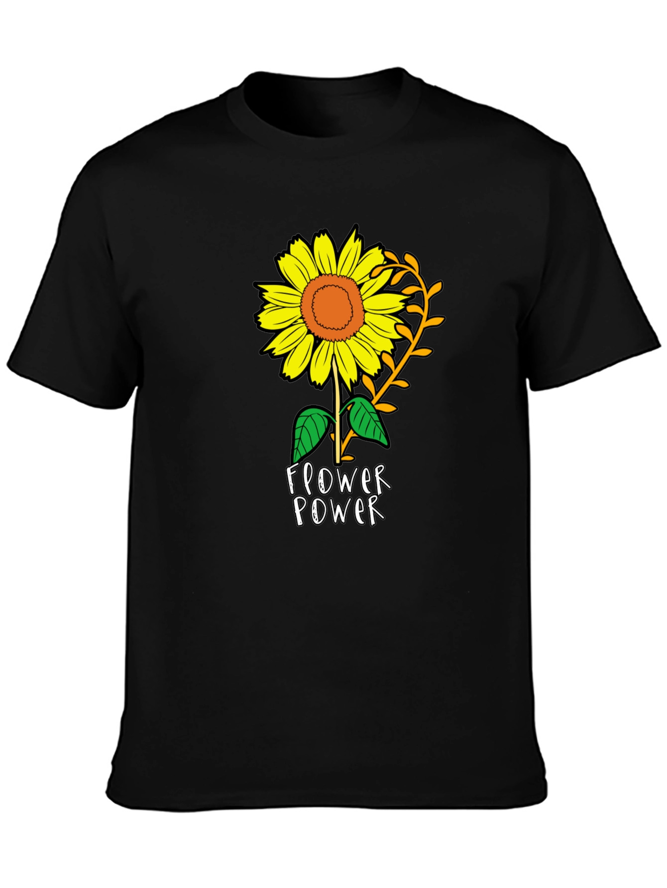 Sunflower Power Black T-Shirt
