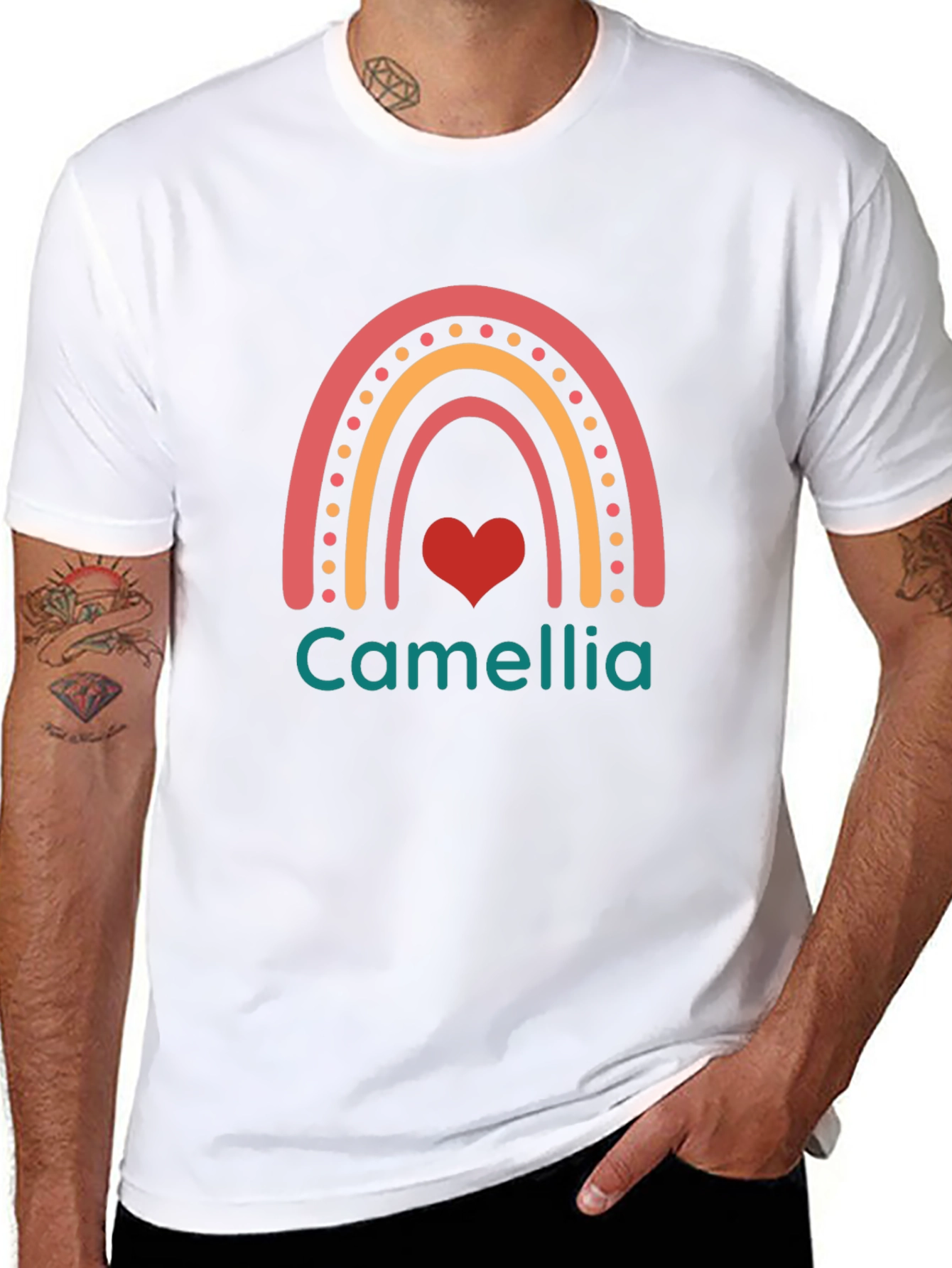 Rainbow Camellia Graphic Tee