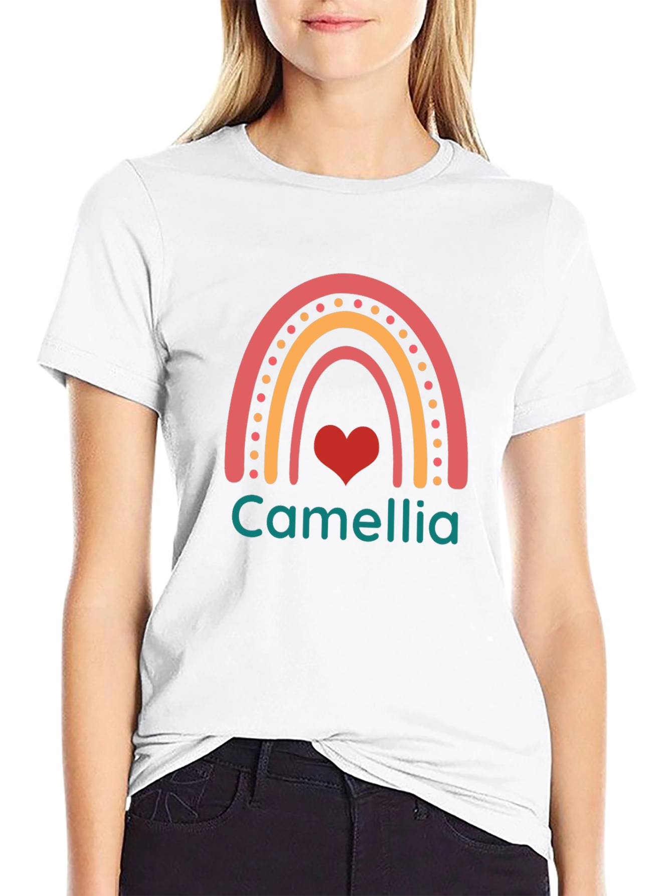 Rainbow Camellia Graphic Tee