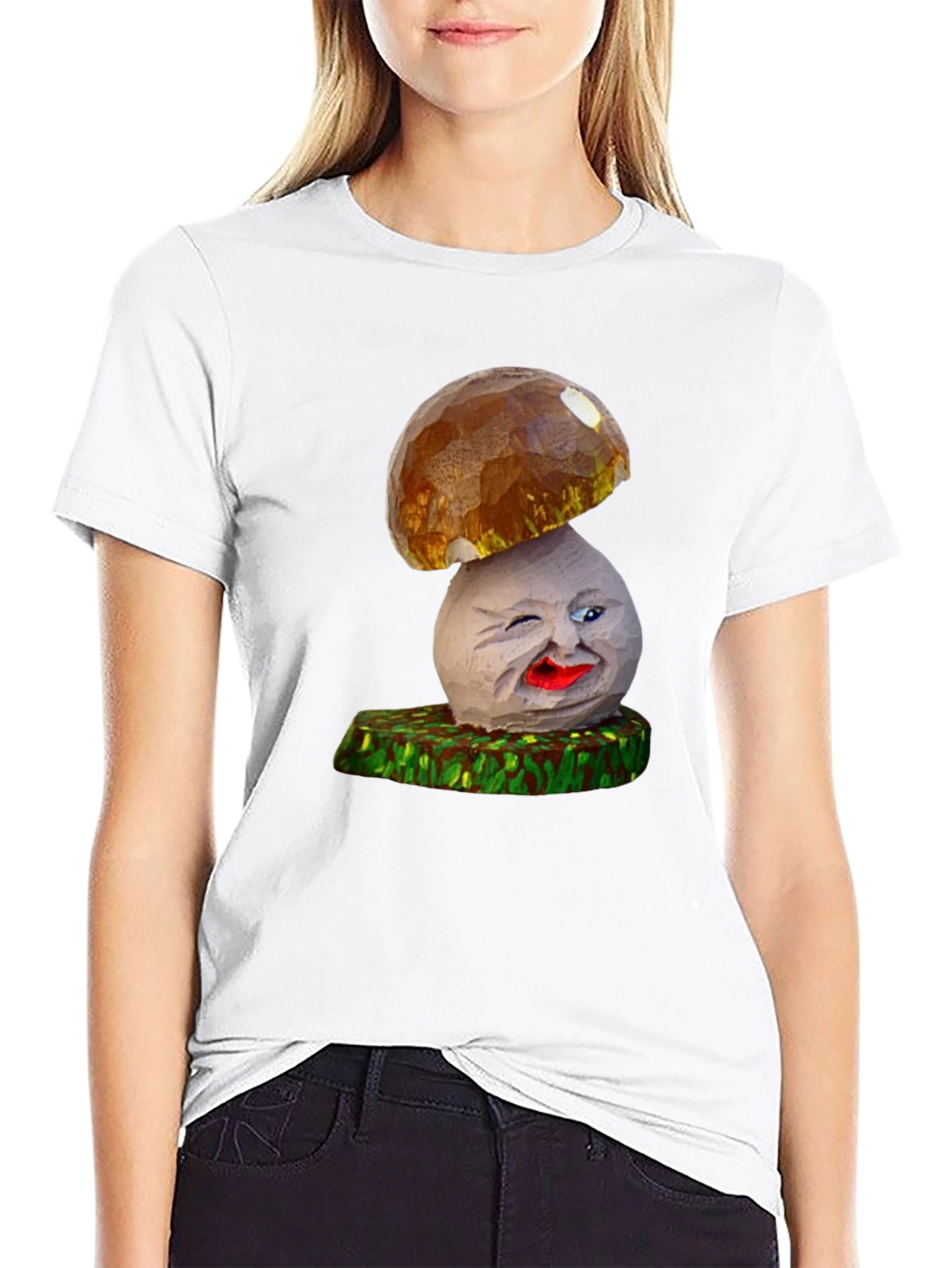 Funny Mushroom Character Graphic T-Shirt