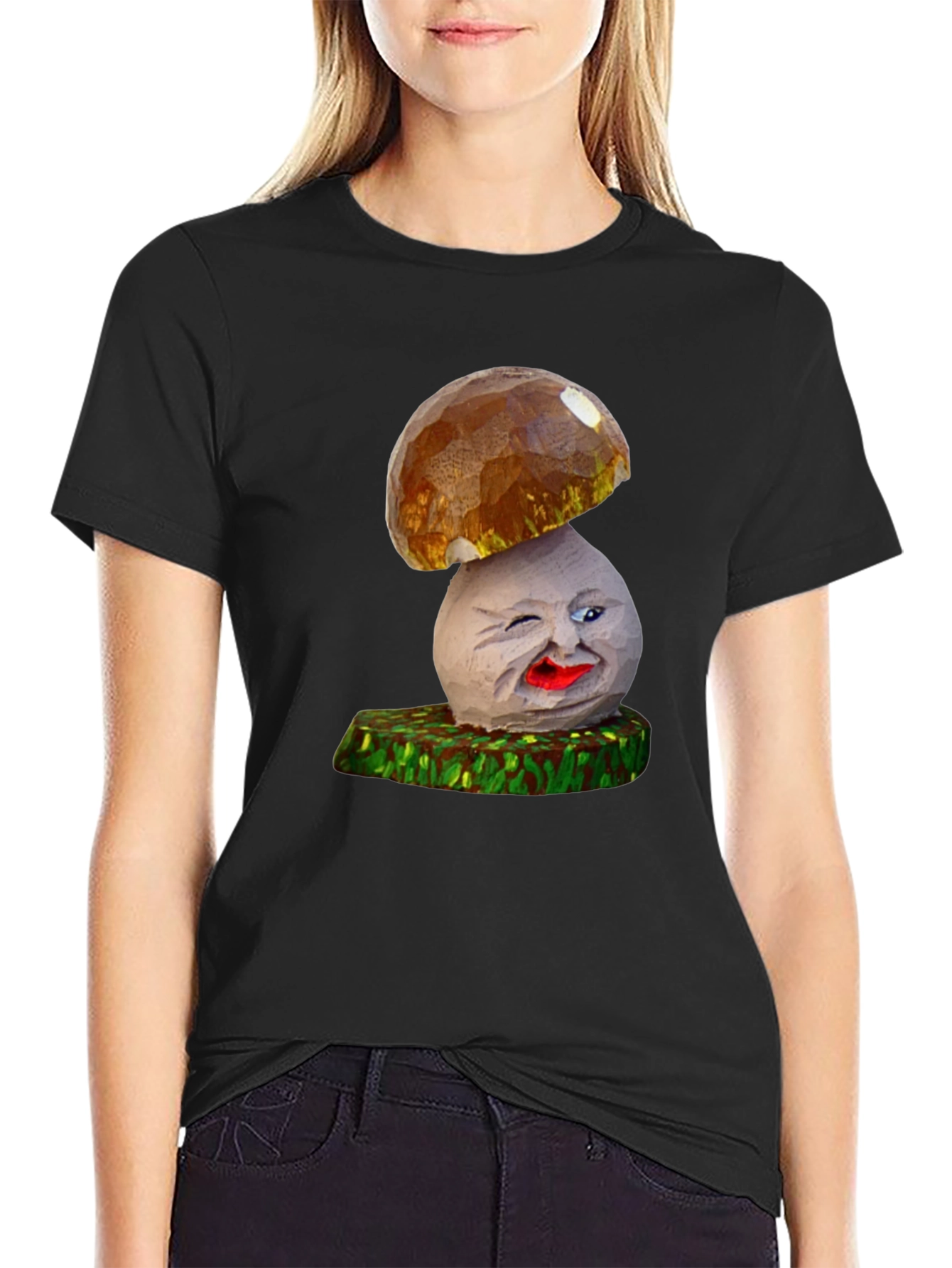 Funny Mushroom Character Graphic T-Shirt