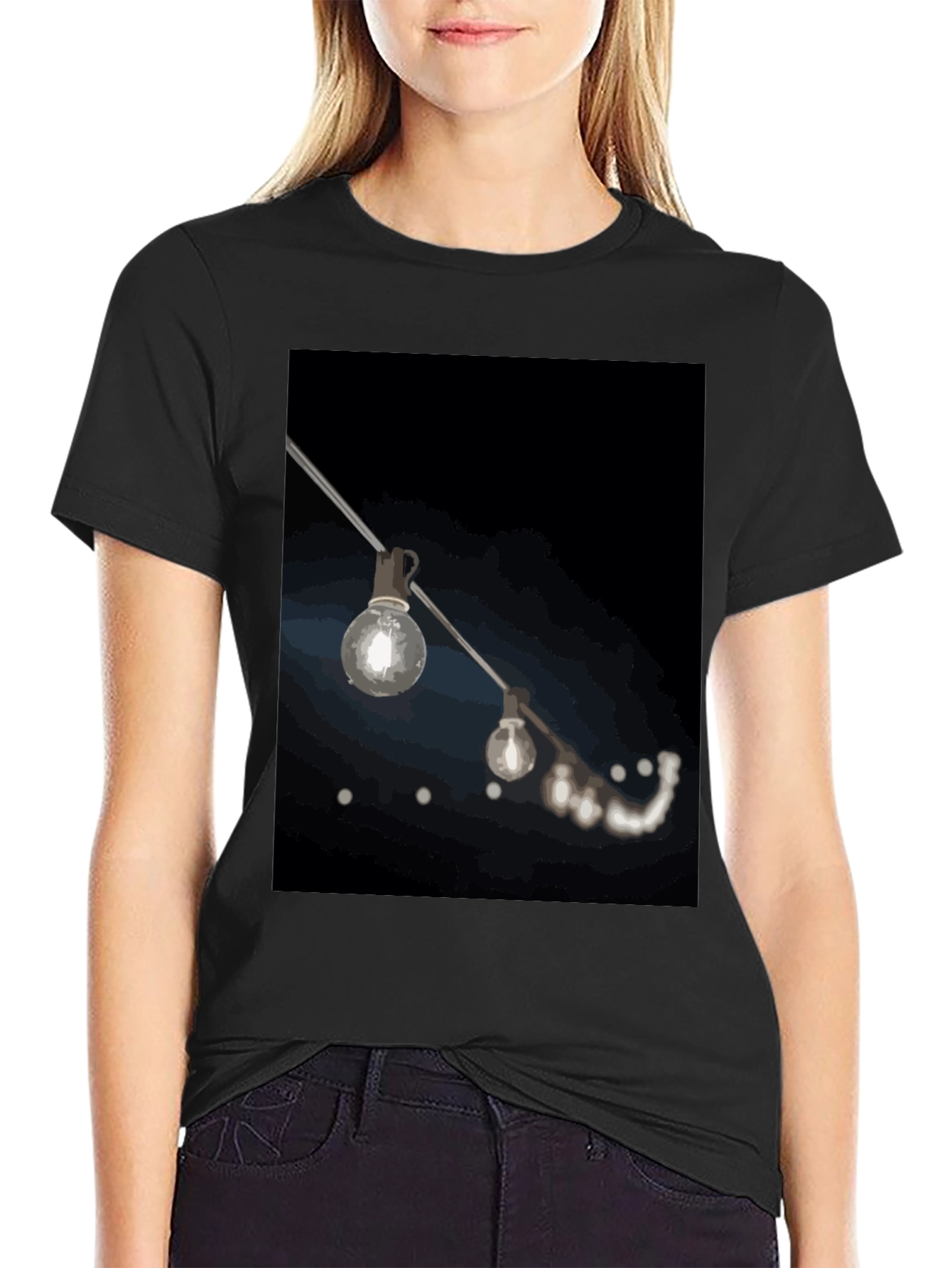 String Lights Graphic Black T-Shirt