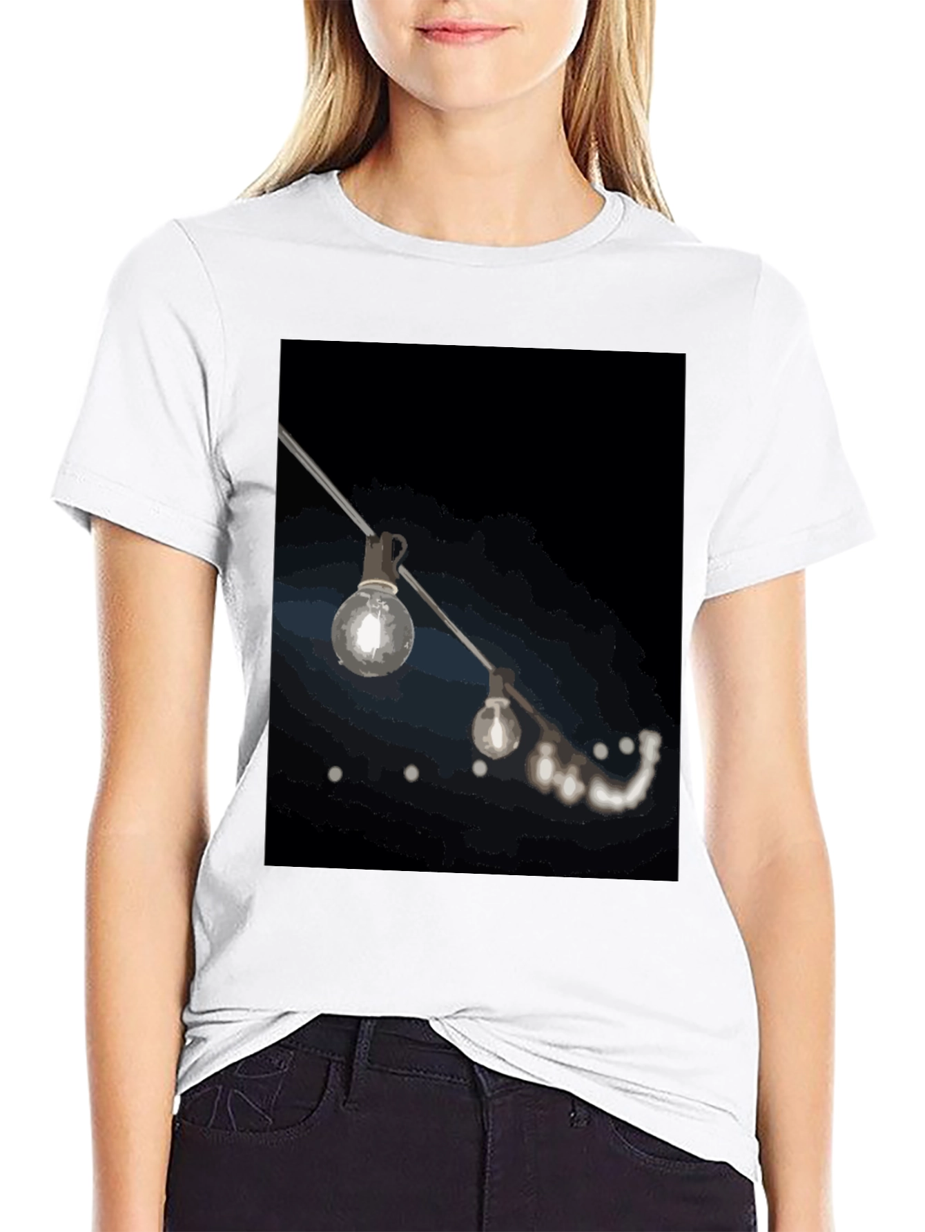 String Lights Graphic Black T-Shirt