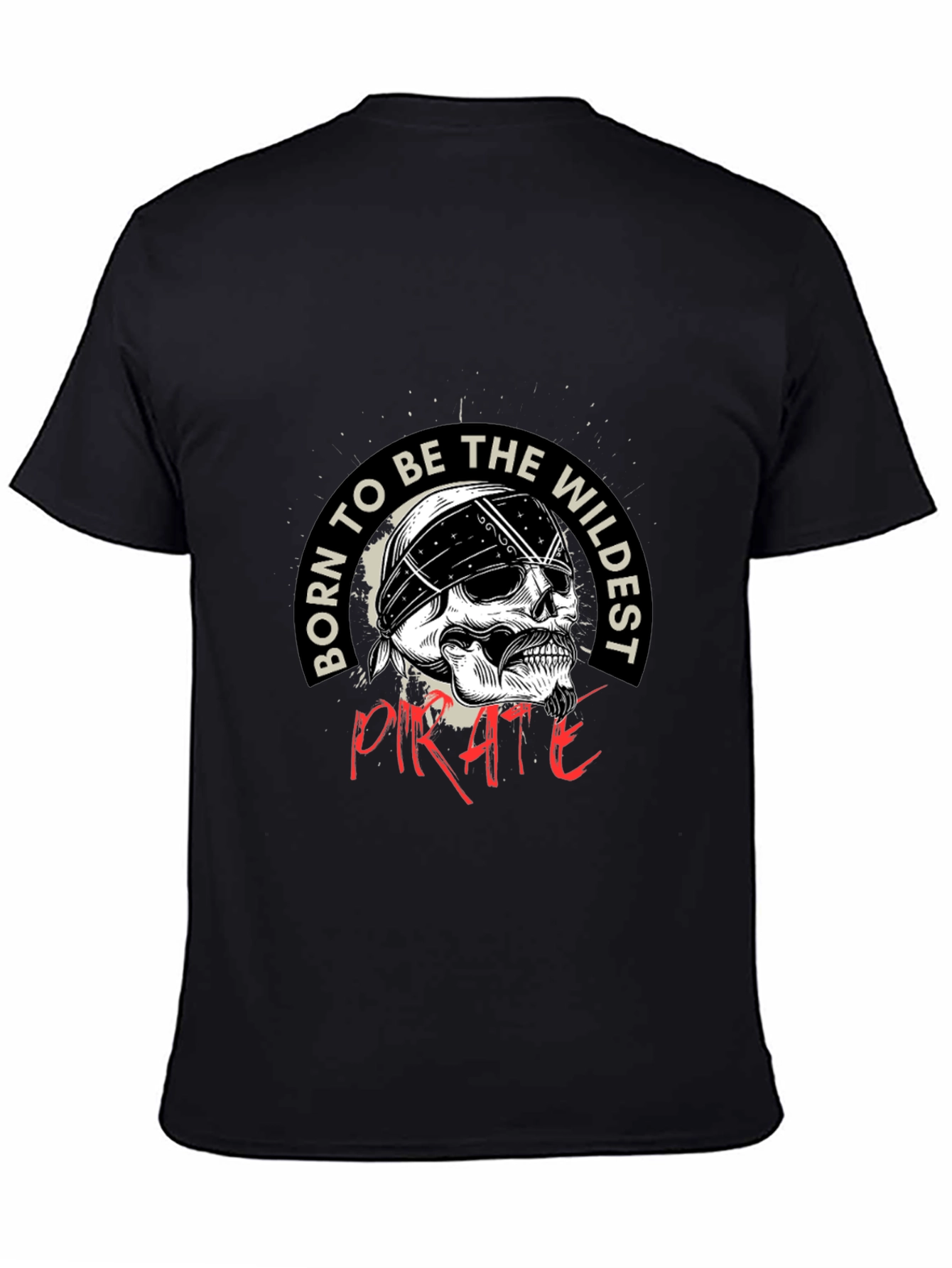 Wildest Pirate Skull Graphic Black T-Shirt